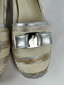 Salvatore Ferragamo Elodie Metallic Espadrilles, 10