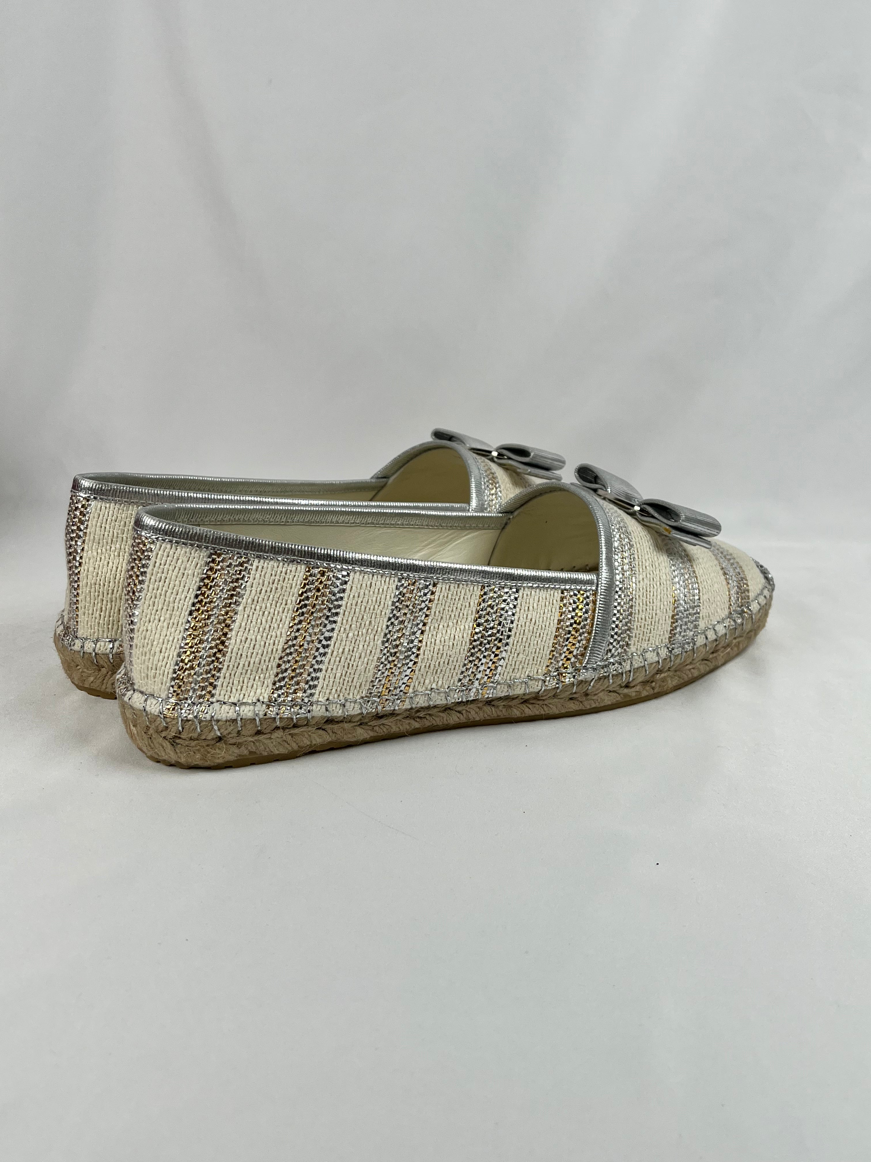 Salvatore Ferragamo Elodie Metallic Espadrilles, 10