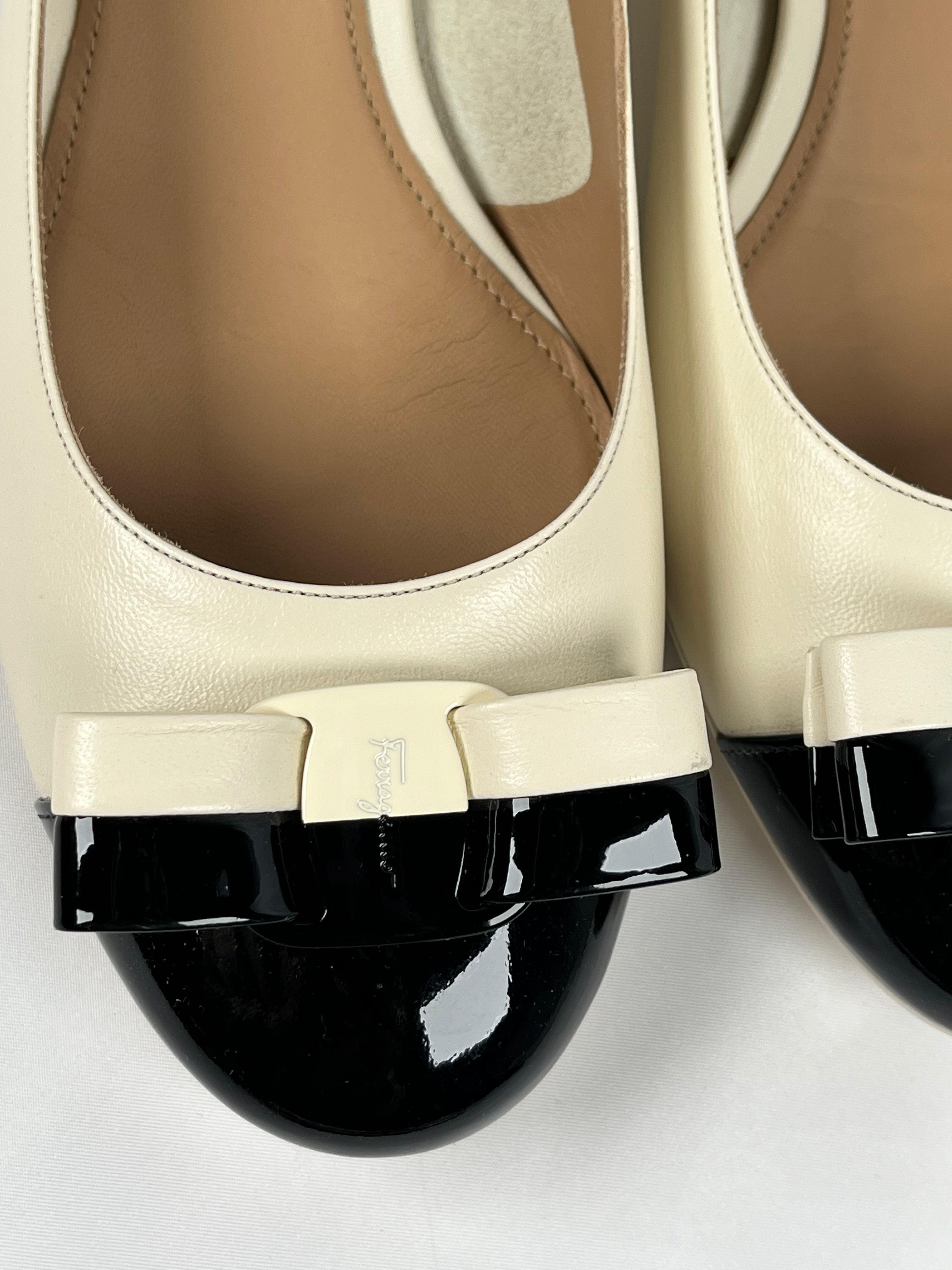 Salvatore Ferragamo Black/White Pumps, 9.5
