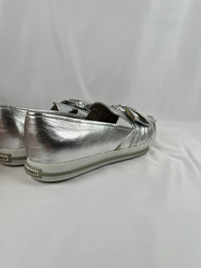 Miu Miu Bow Skate Silver Sneakers, 40