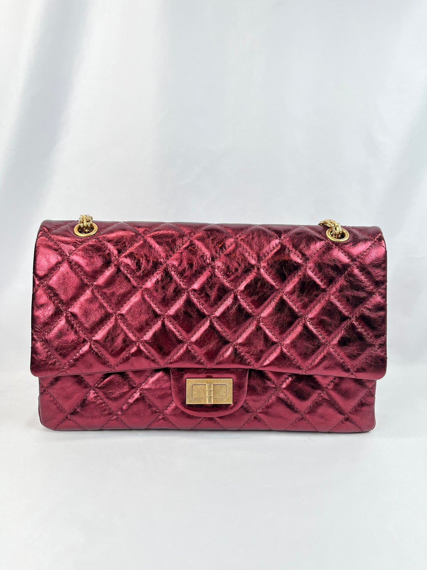 Pre-Owned CHANEL™ 2.55 Mademoiselle Re-Issue Wine Red Handbag