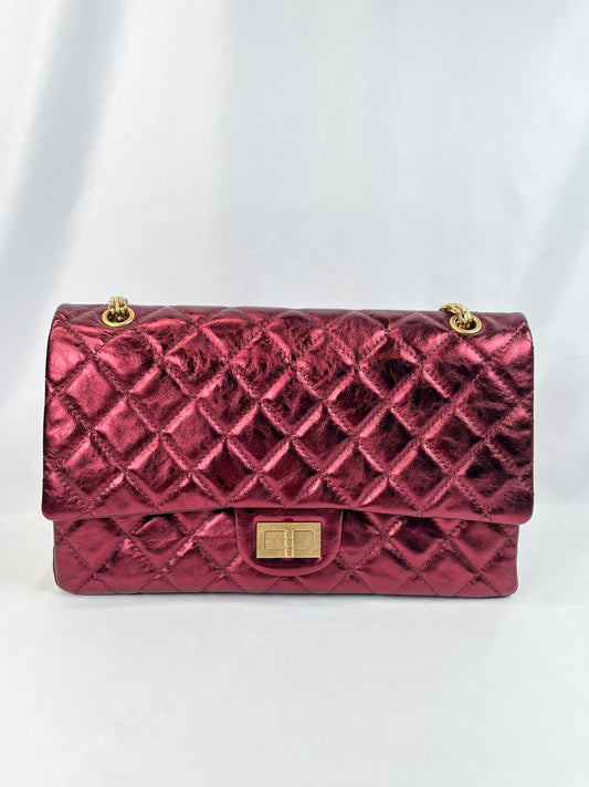 Pre-Owned CHANEL™ 2.55 Mademoiselle Re-Issue Wine Red Handbag