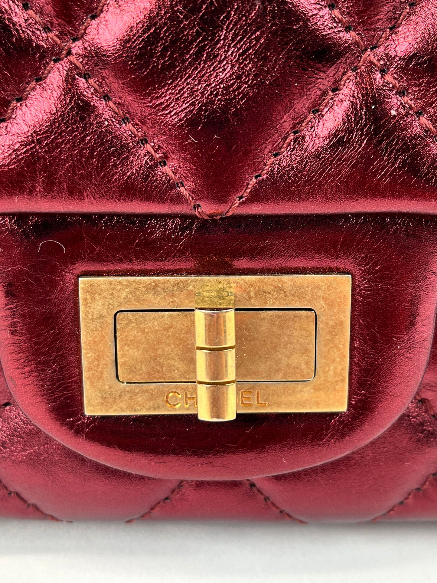 Pre-Owned CHANEL™ 2.55 Mademoiselle Re-Issue Wine Red Handbag