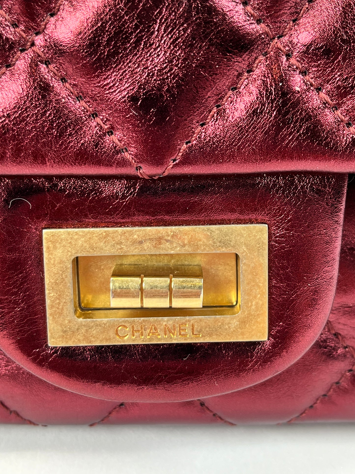 Pre-Owned CHANEL™ 2.55 Mademoiselle Re-Issue Wine Red Handbag