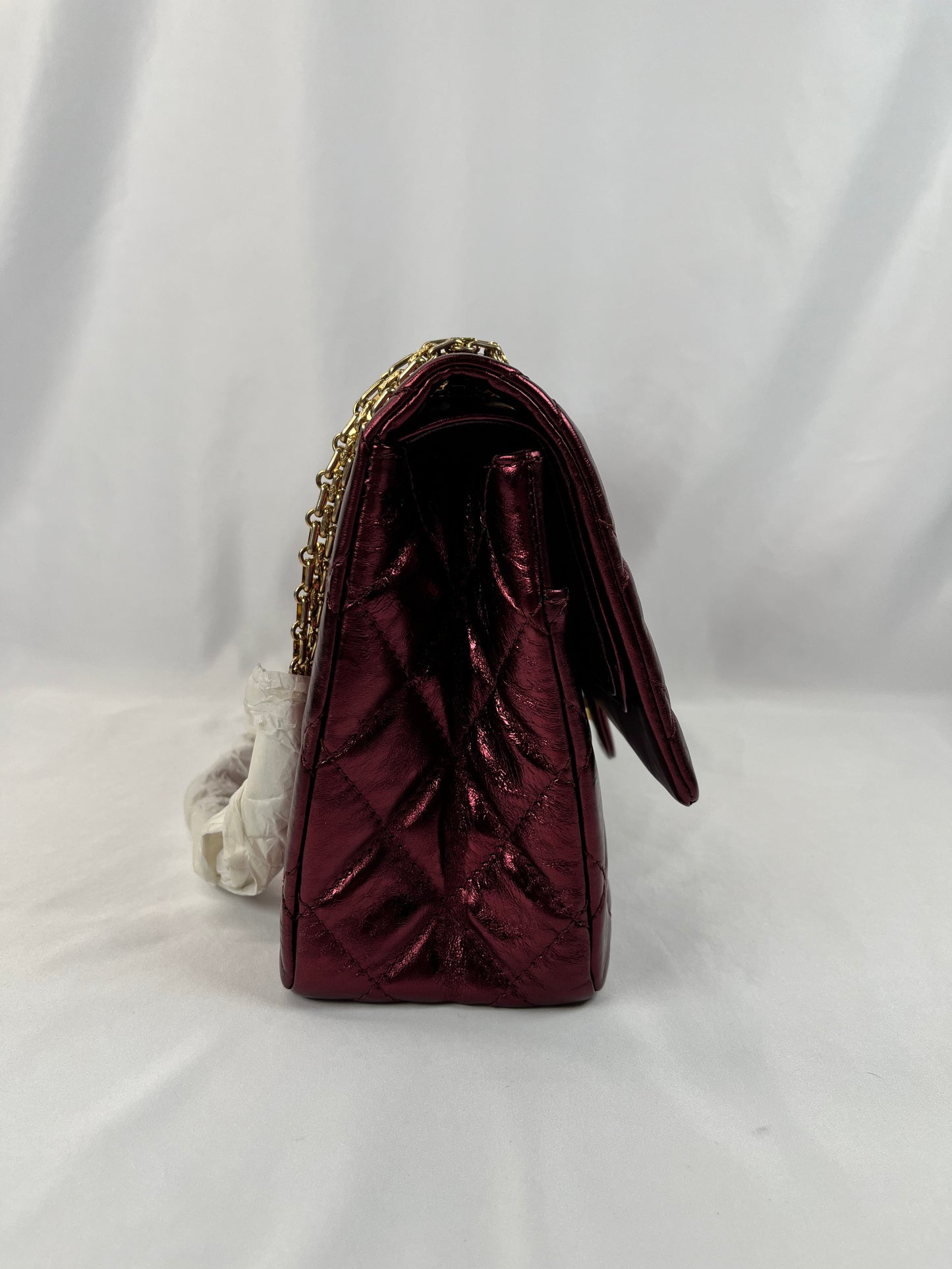 Pre-Owned CHANEL™ 2.55 Mademoiselle Re-Issue Wine Red Handbag