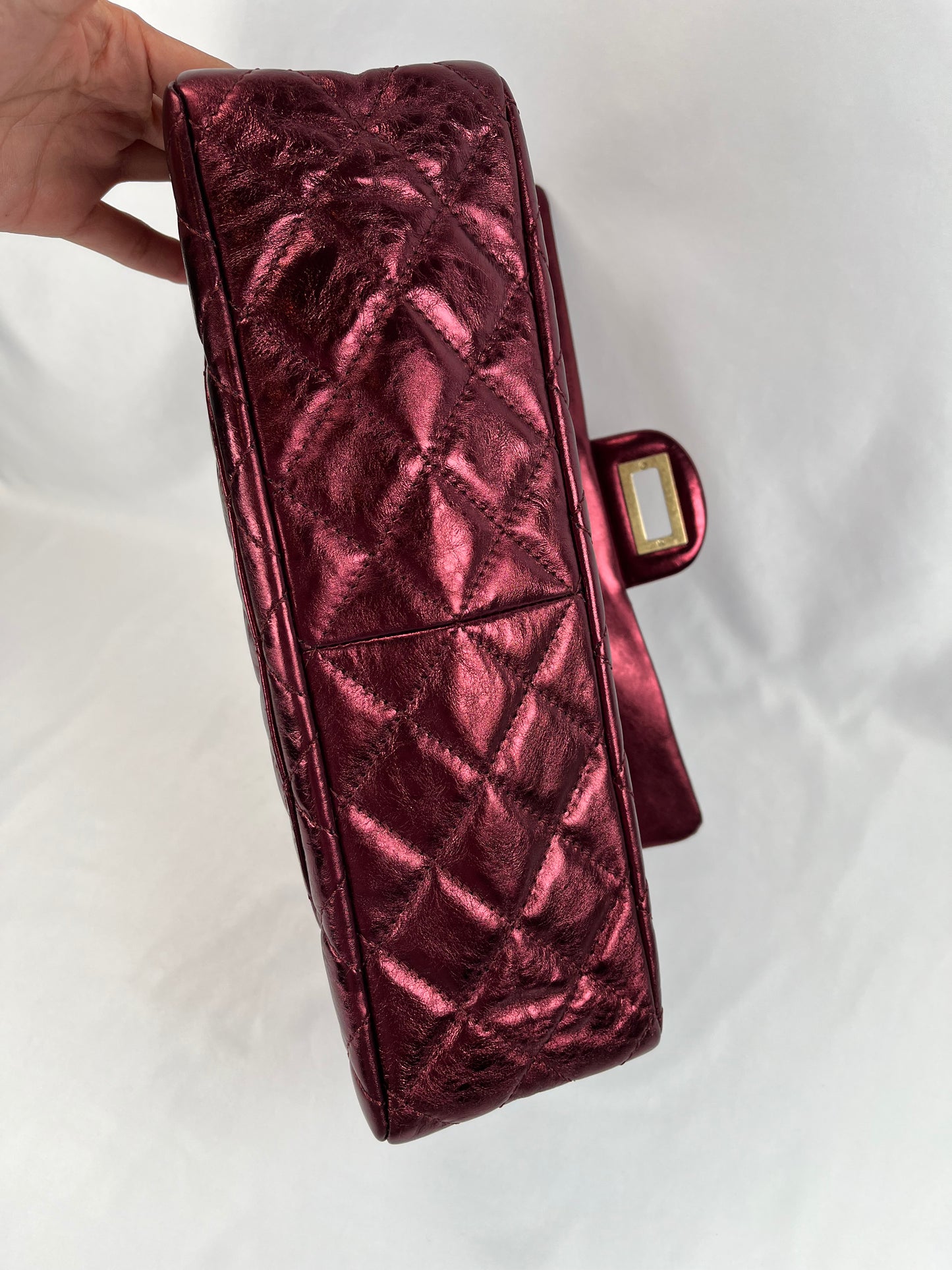 Pre-Owned CHANEL™ 2.55 Mademoiselle Re-Issue Wine Red Handbag