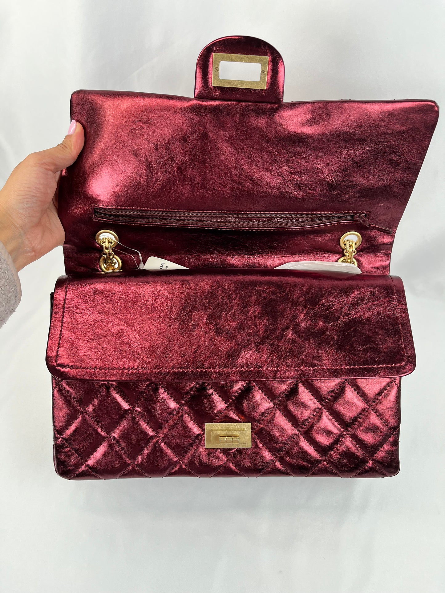 Pre-Owned CHANEL™ 2.55 Mademoiselle Re-Issue Wine Red Handbag