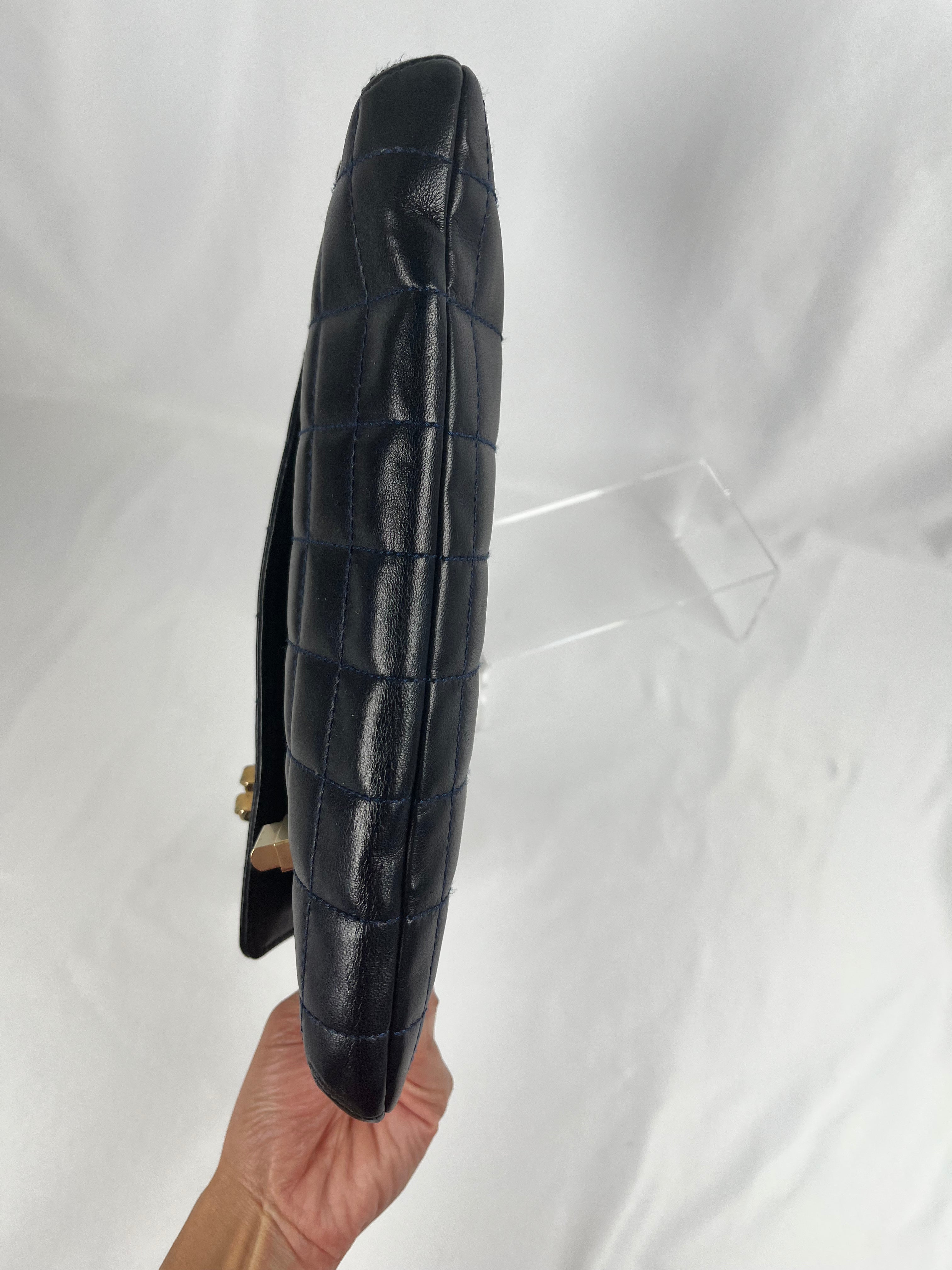 Pre-Owned Chanel™ Vintage Chocolate Bar Mademoiselle Chain Flap, Dark Blue