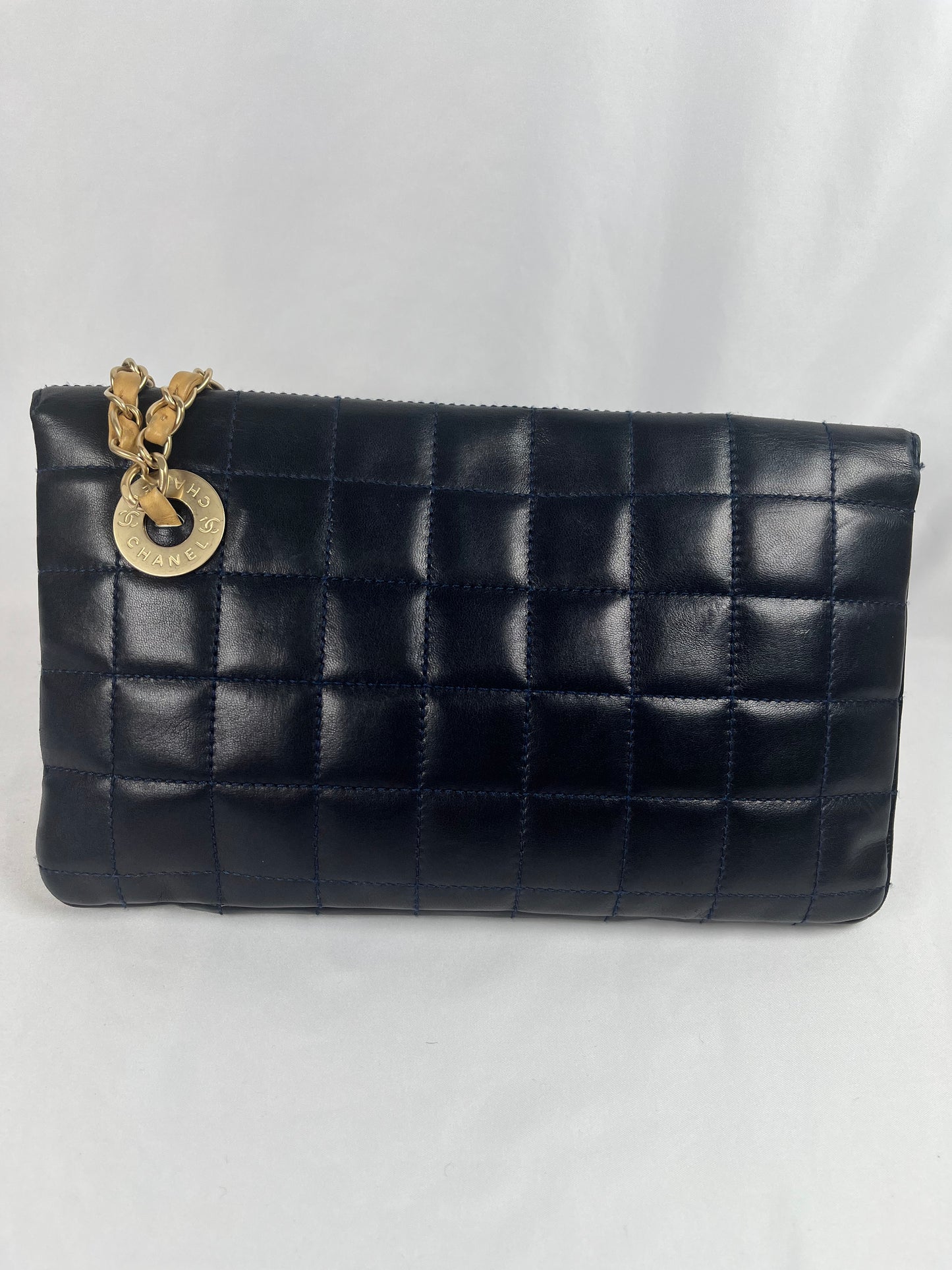 Pre-Owned Chanel™ Vintage Chocolate Bar Mademoiselle Chain Flap, Dark Blue