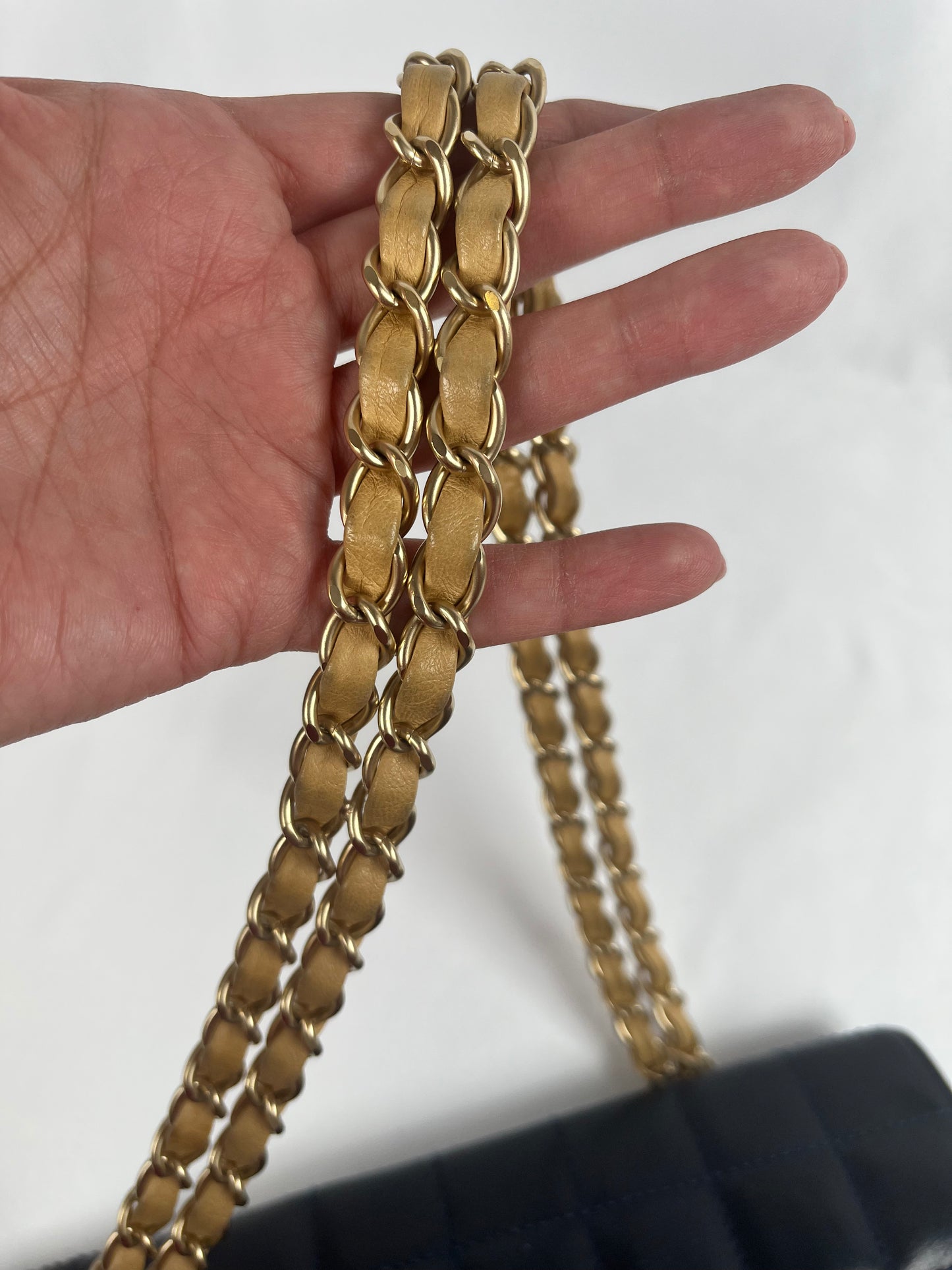 Pre-Owned Chanel™ Vintage Chocolate Bar Mademoiselle Chain Flap, Dark Blue