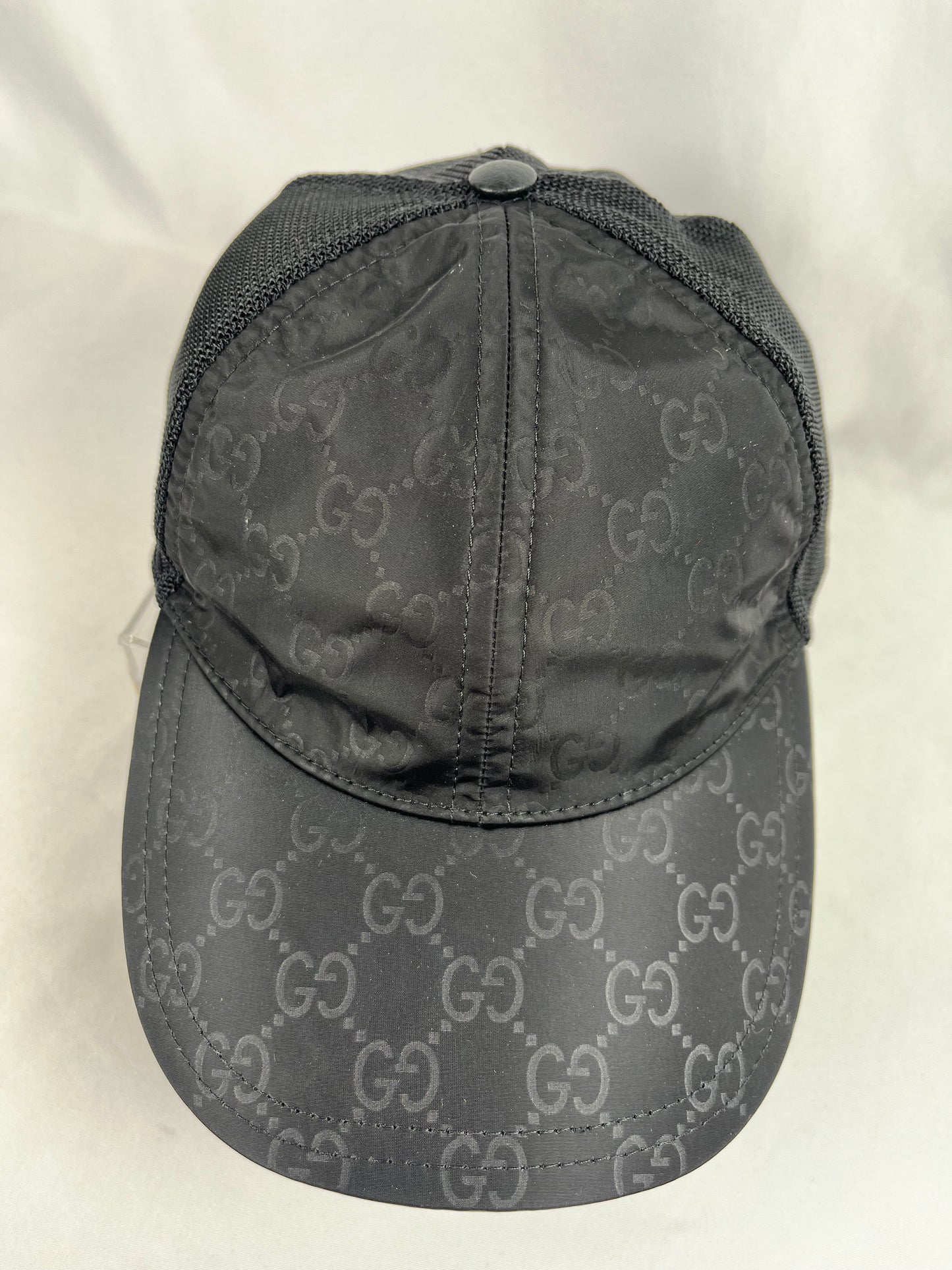 Pre-Owned GUCCI Nylon Baseball Black Hat, Medium