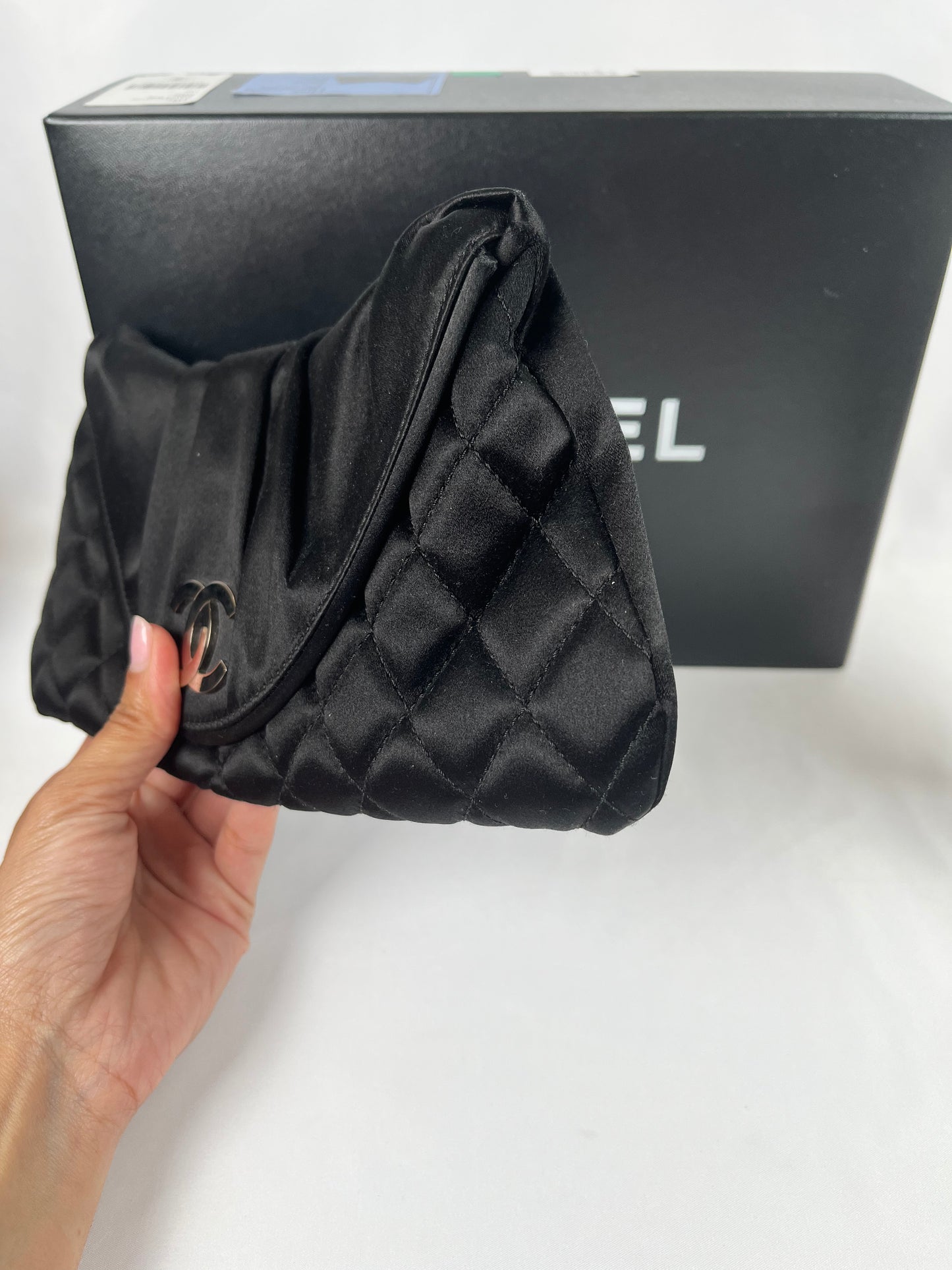 Pre-Owned CHANEL™ Half Moon Sac Pochette Black Clutch
