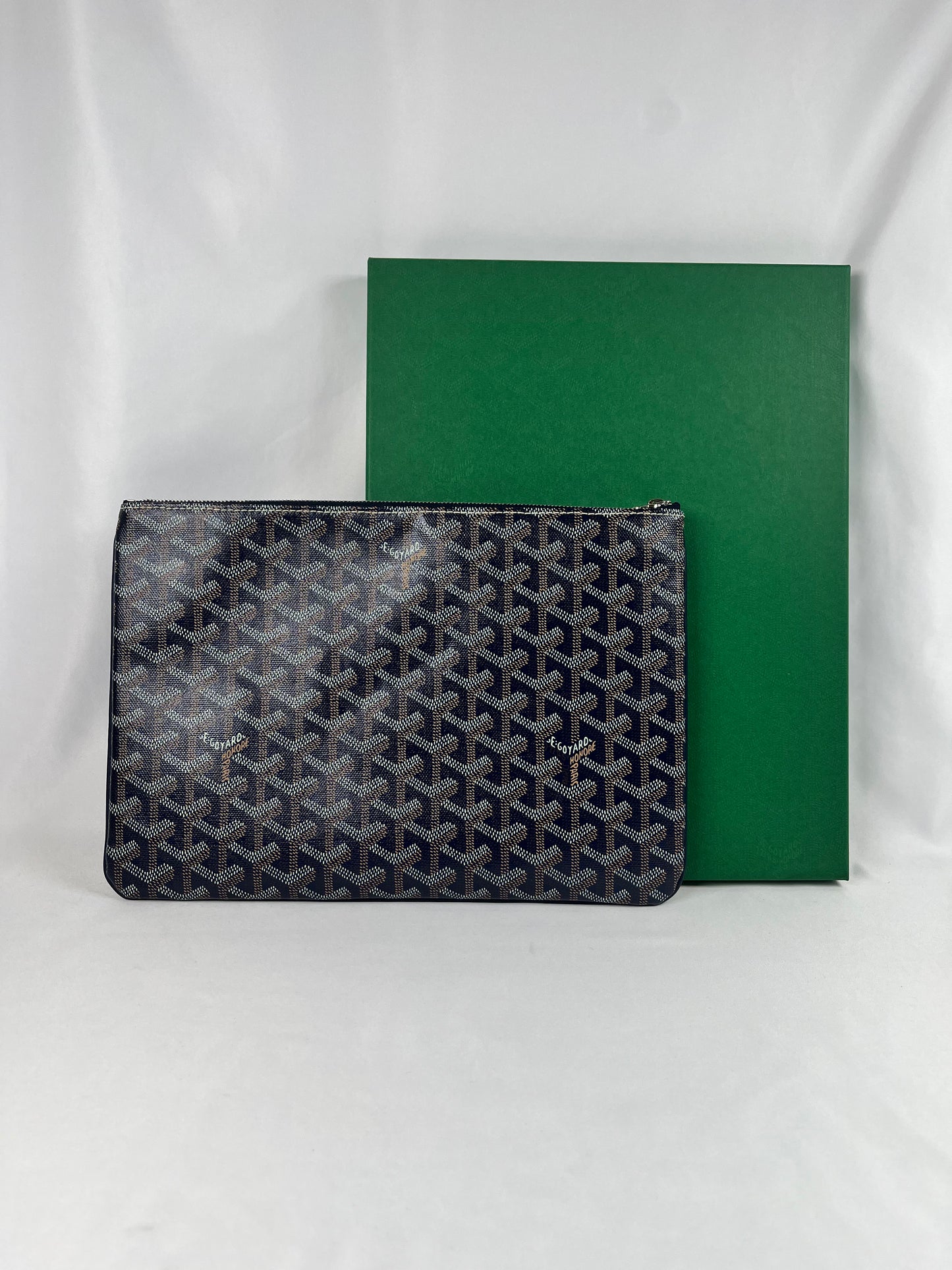 Pre-Owned GOYARD Senat Portfolio Blue Clutch, MM