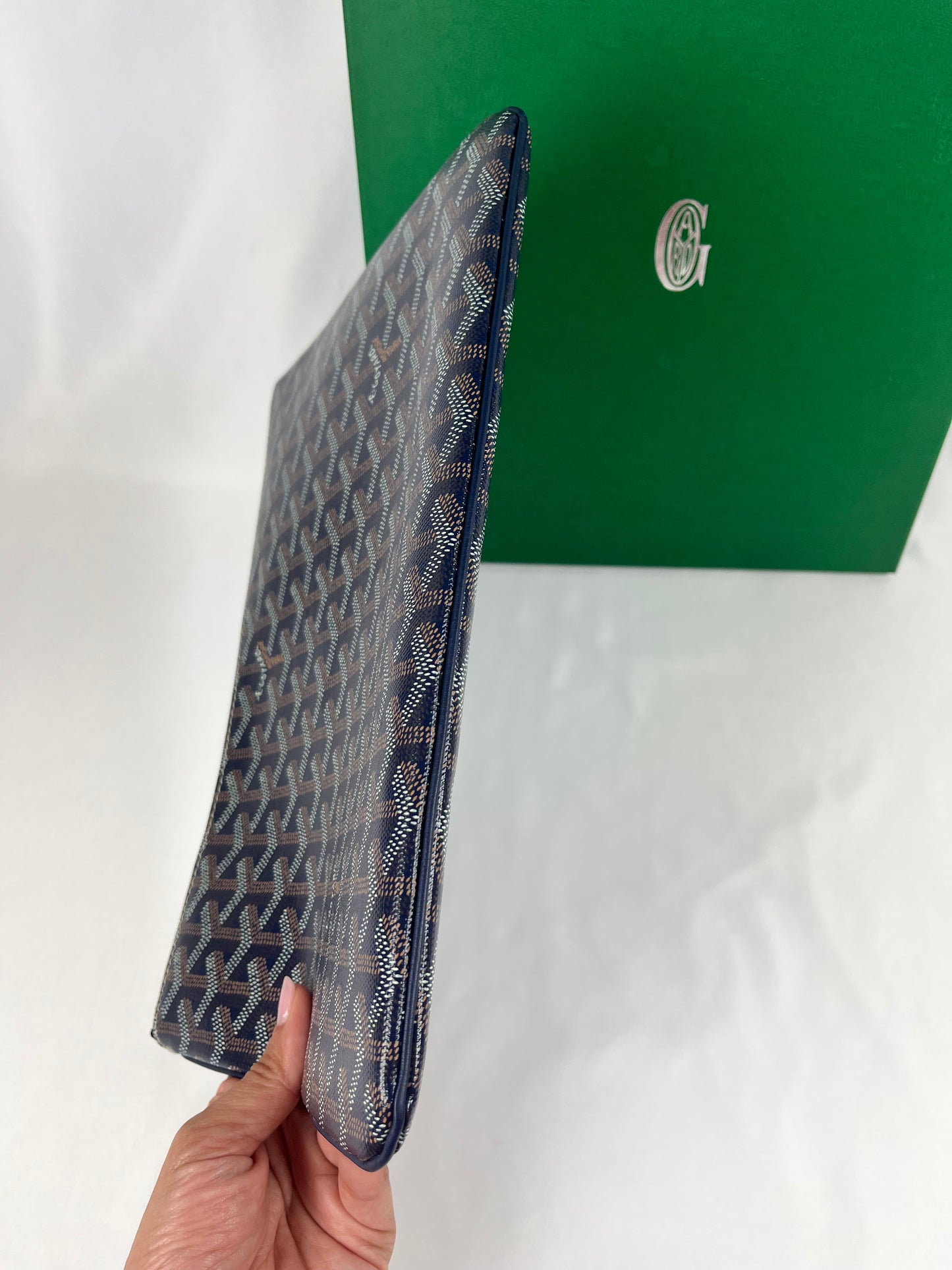 Pre-Owned GOYARD Senat Portfolio Blue Clutch, MM
