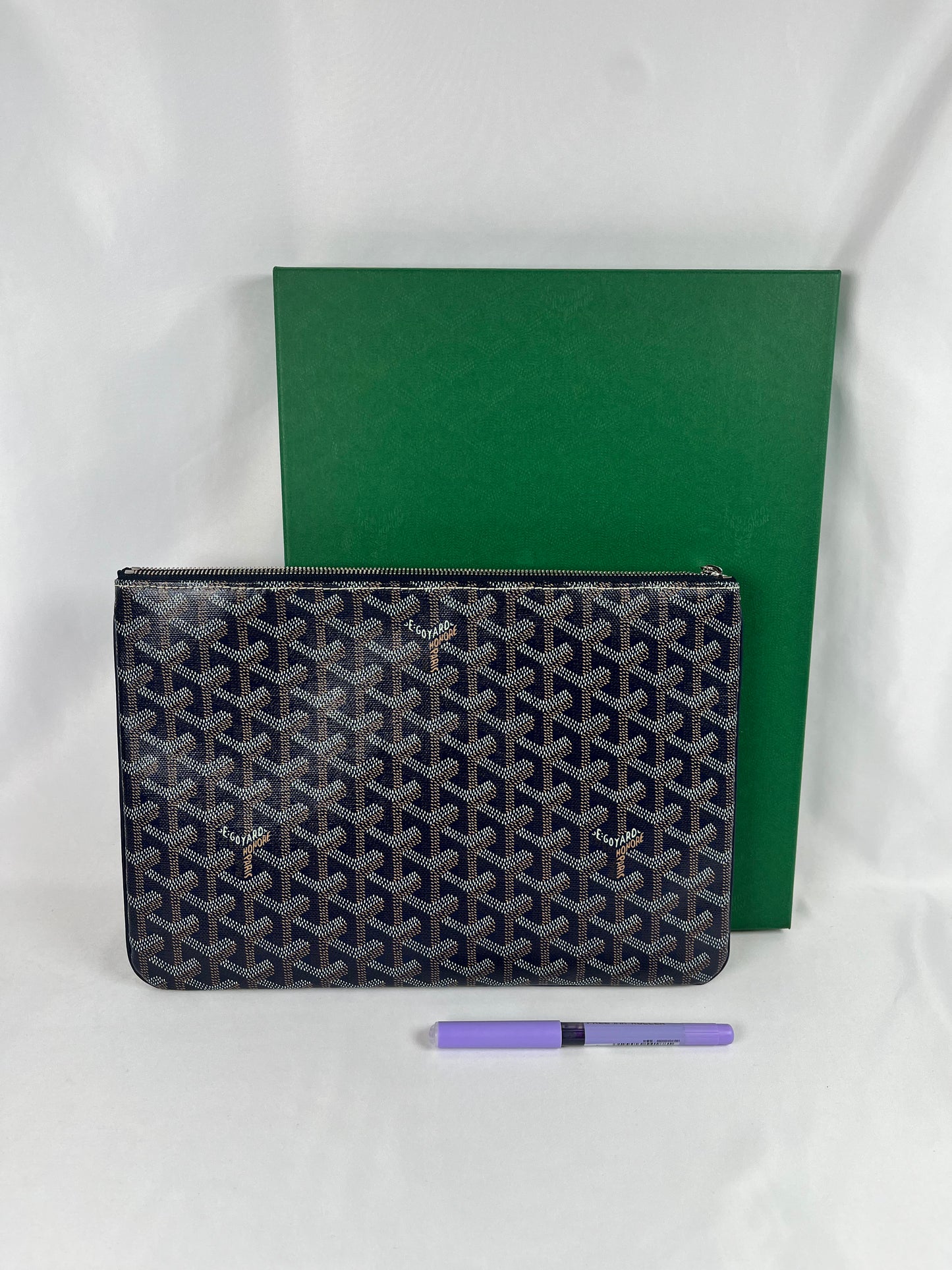 Pre-Owned GOYARD Senat Portfolio Blue Clutch, MM