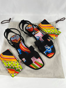 Pre-Owned HERMES Eyra Black Sandals, 36