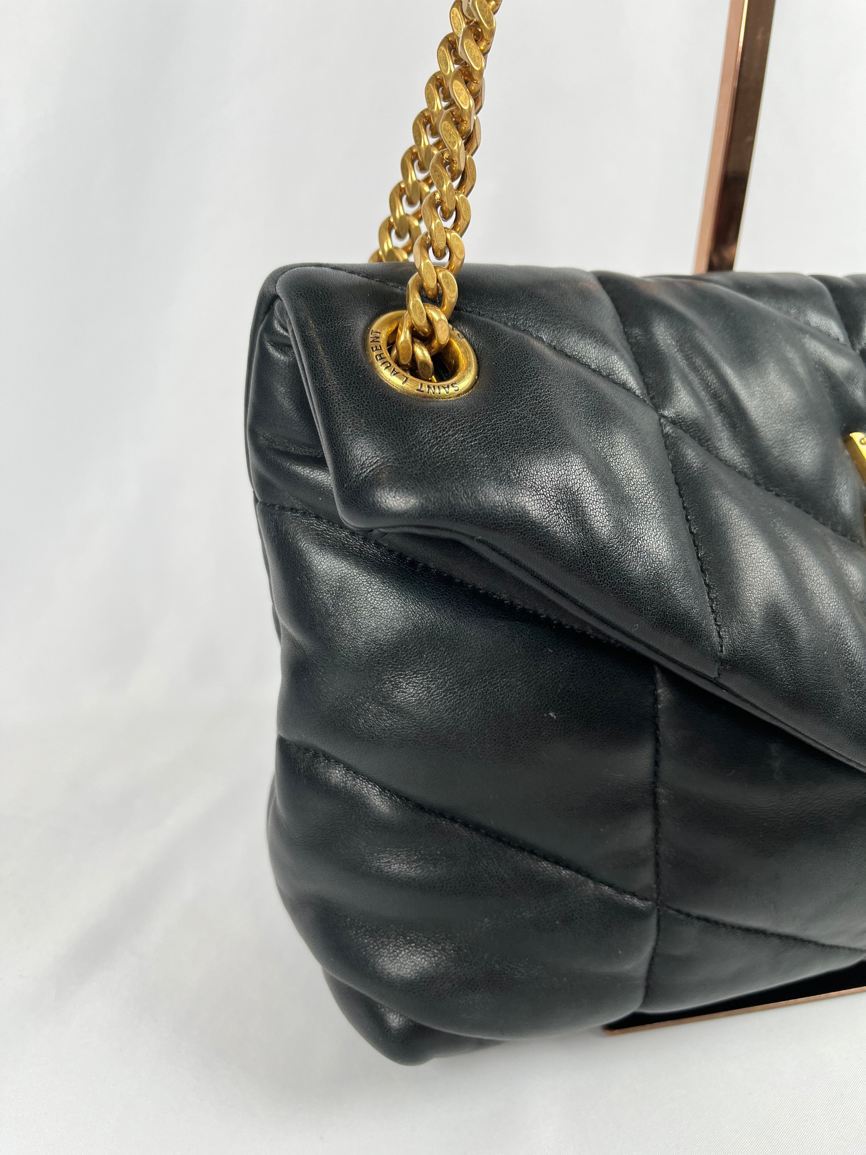 Pre-Owned SAINT LAURENT LouLou Puffer Black Handbag