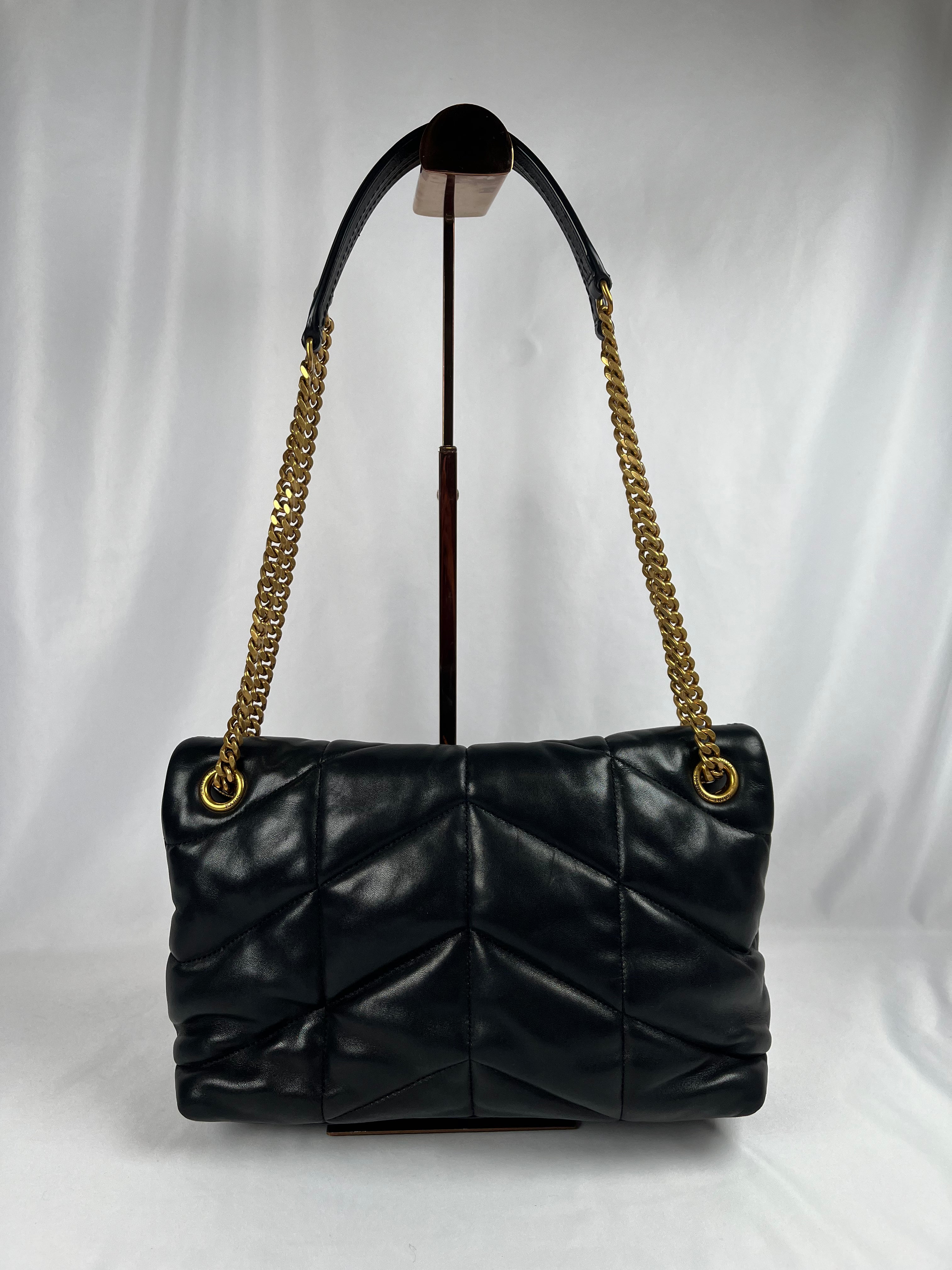 Pre-Owned SAINT LAURENT LouLou Puffer Black Handbag