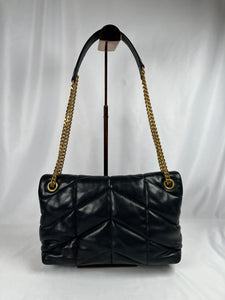 Pre-Owned SAINT LAURENT LouLou Puffer Black Handbag
