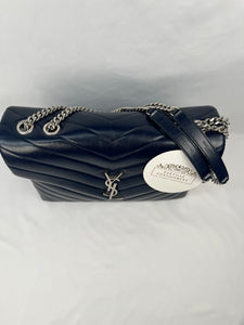 Pre-Owned SAINT LAURENT LouLou Monogram Dark Blue Handbag, Medium