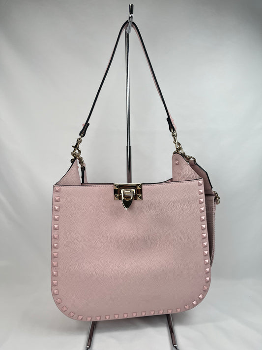 Pre-Owned VALENTINO Rockstud Hobo Bag Pink Handbag