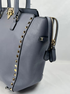Pre-Owned VALENTINO Vitello Rockstud Double Handle London Stone Handbag