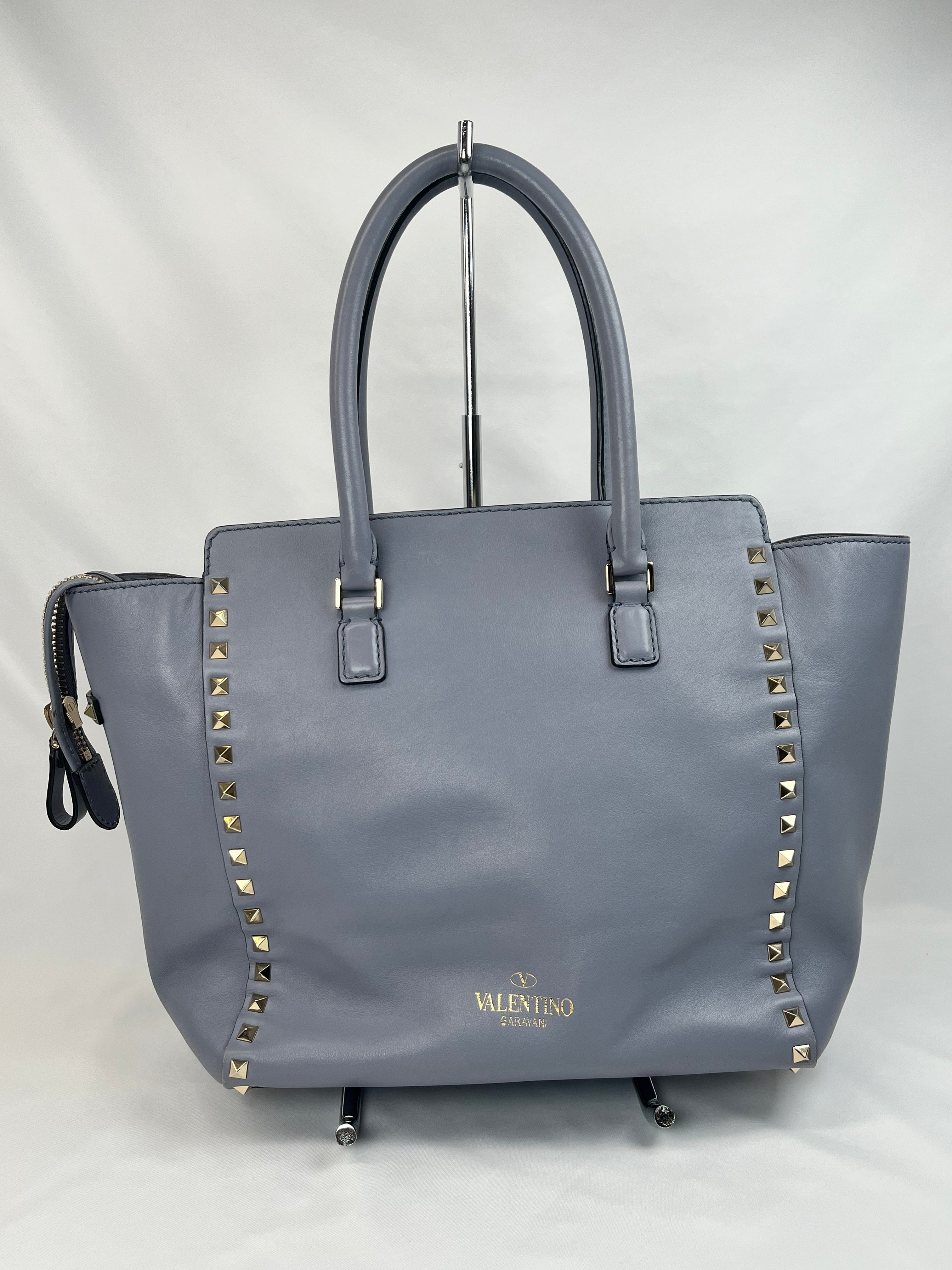 Pre-Owned VALENTINO Vitello Rockstud Double Handle London Stone Handbag