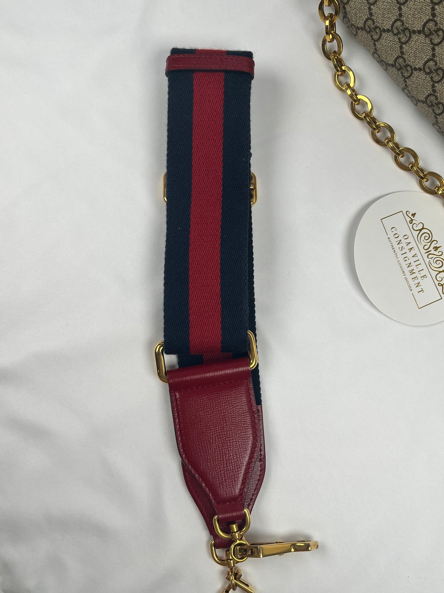 Pre-Owned GUCCI GG Supreme Horsebit 1955 Chain Bag w/strap Monogram Handbag, Small