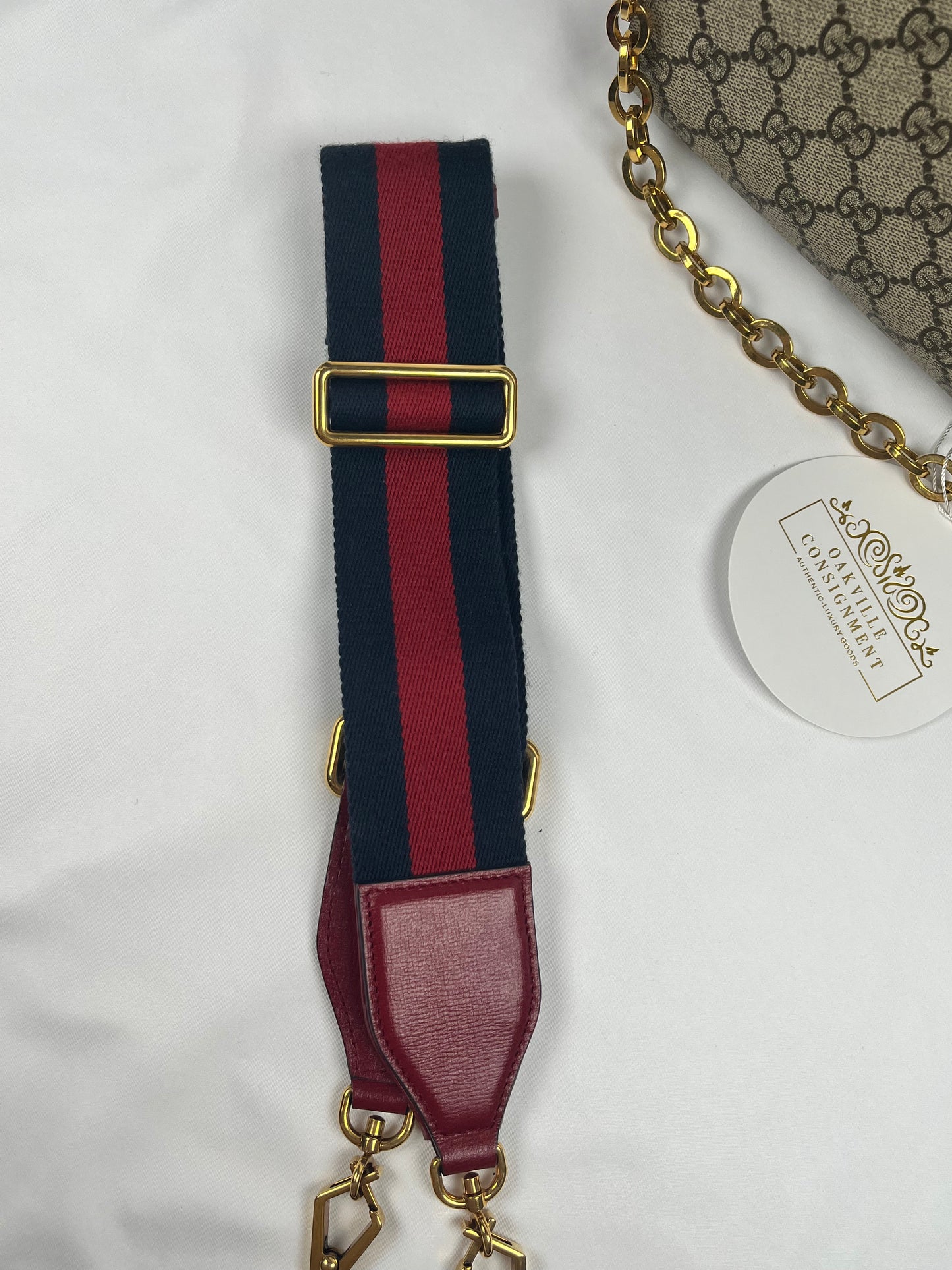 Pre-Owned GUCCI GG Supreme Horsebit 1955 Chain Bag w/strap Monogram Handbag, Small