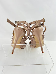 Valentino Garavani Rockstud Ankle Strap Poudre Pumps, 38.5
