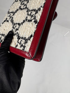 Pre-Owned GUCCI Tweed GG Monogram Dionysus White/Red Handbag, Small