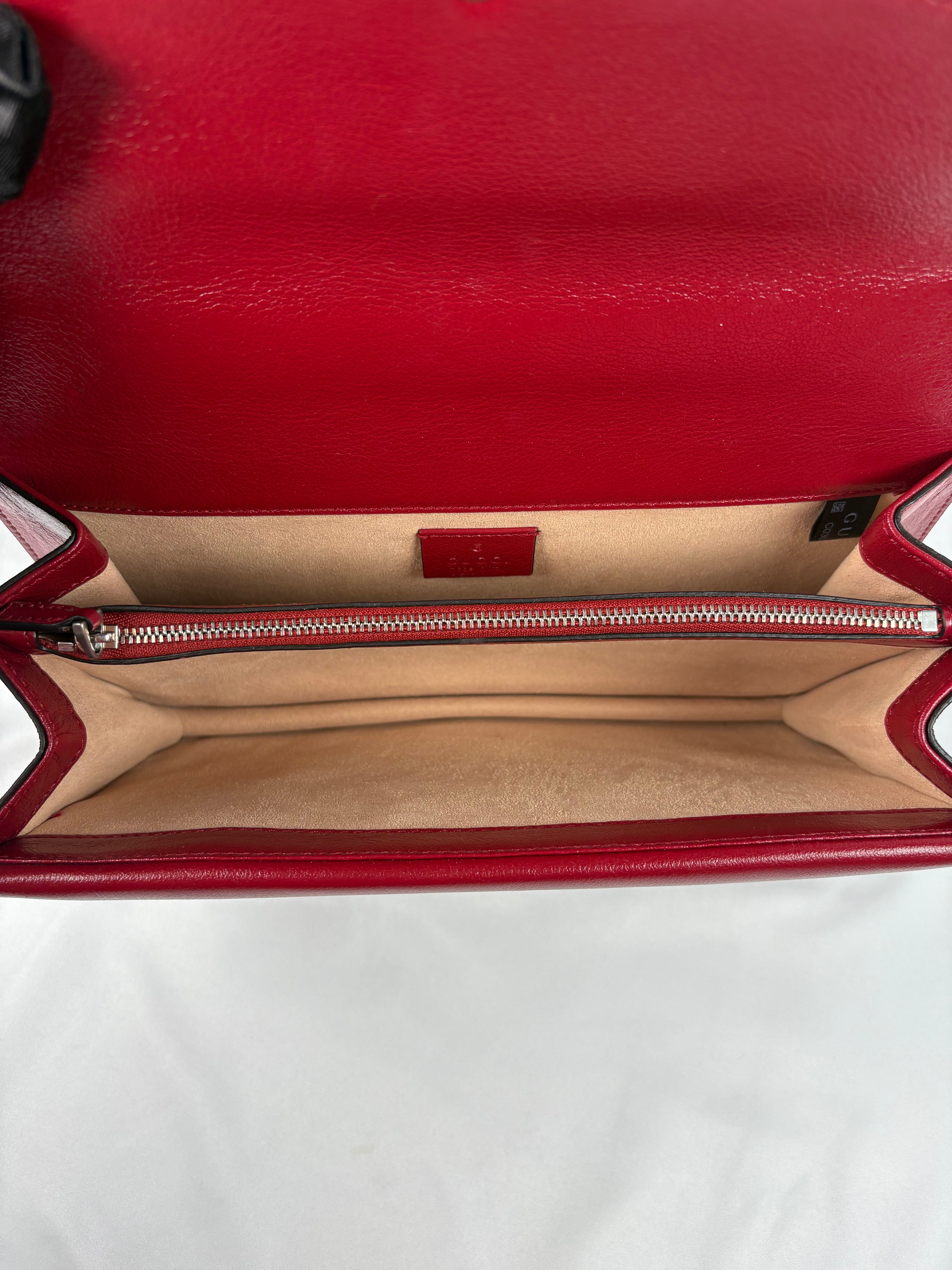 Pre-Owned GUCCI Tweed GG Monogram Dionysus White/Red Handbag, Small