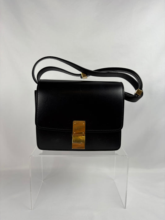 Pre-Owned CELINE Smooth Calfskin Box Black Handbag, Small