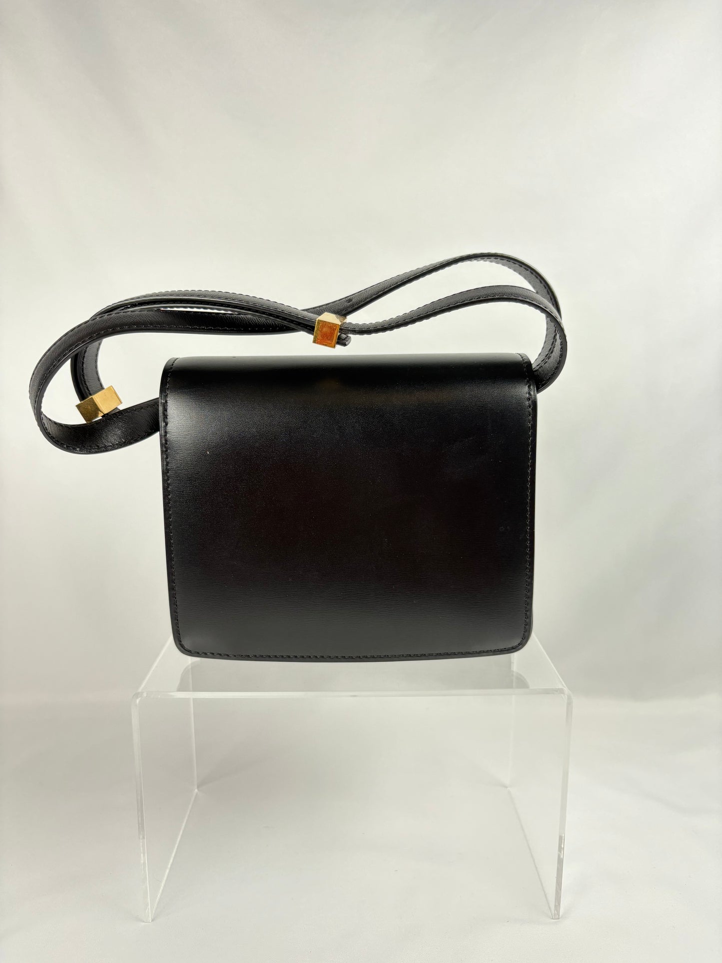 Pre-Owned CELINE Smooth Calfskin Box Black Handbag, Small