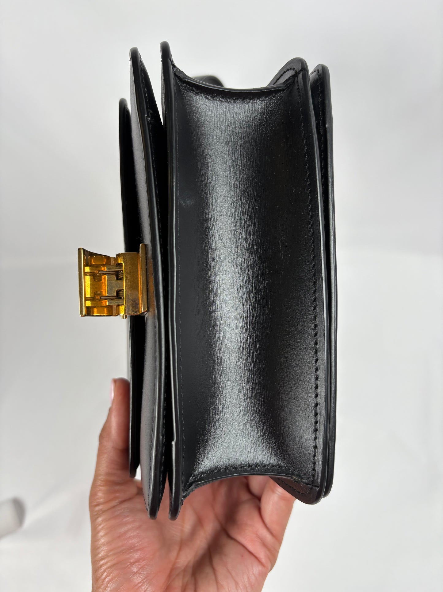 Pre-Owned CELINE Smooth Calfskin Box Black Handbag, Small
