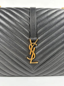 Pre-Owned SAINT LAURENT College Black/GHW Handbag, Large