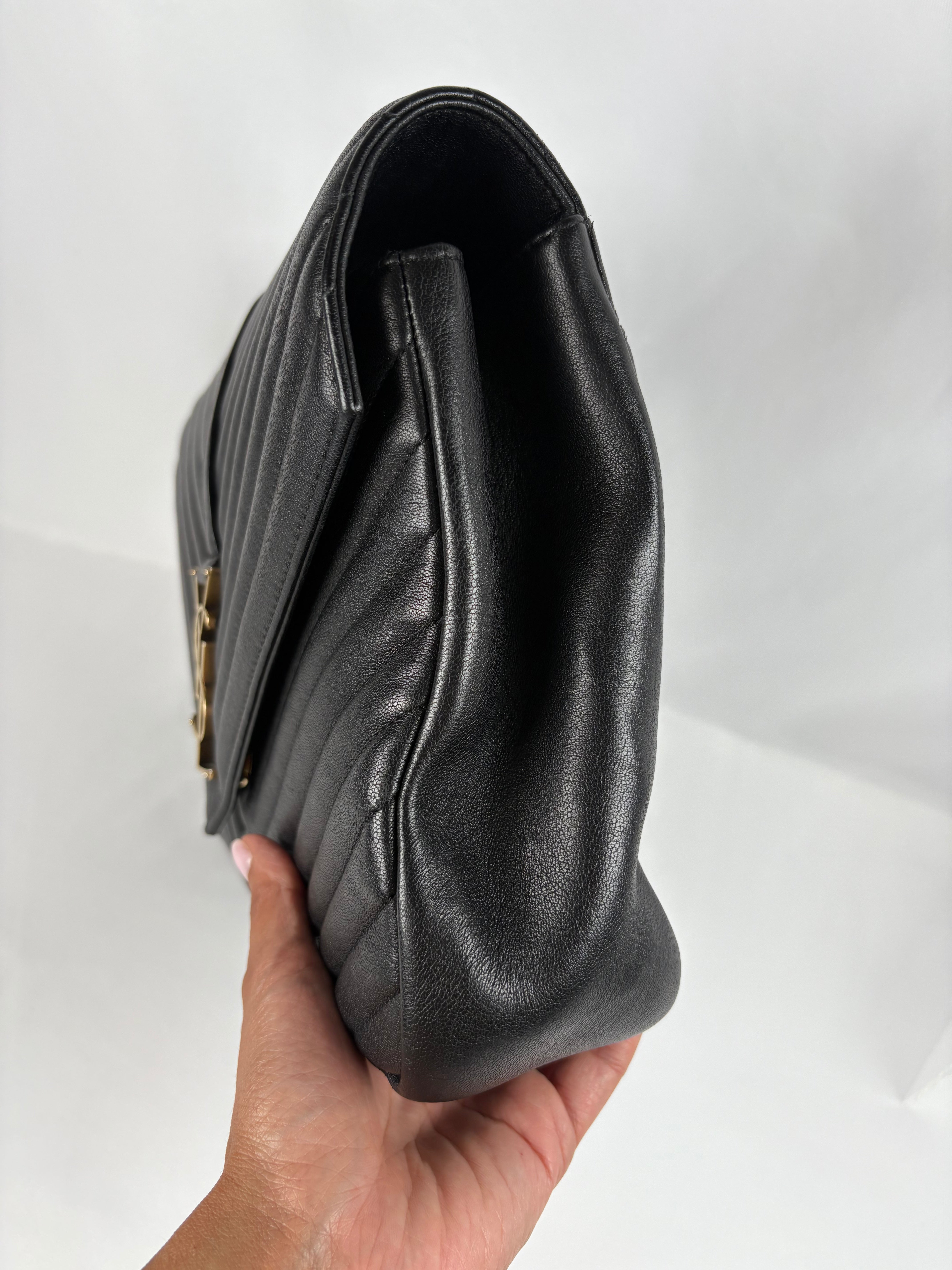 Pre-Owned SAINT LAURENT College Black/GHW Handbag, Large