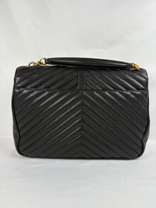 Pre-Owned SAINT LAURENT College Black/GHW Handbag, Large