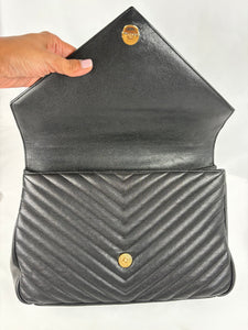 Pre-Owned SAINT LAURENT College Black/GHW Handbag, Large
