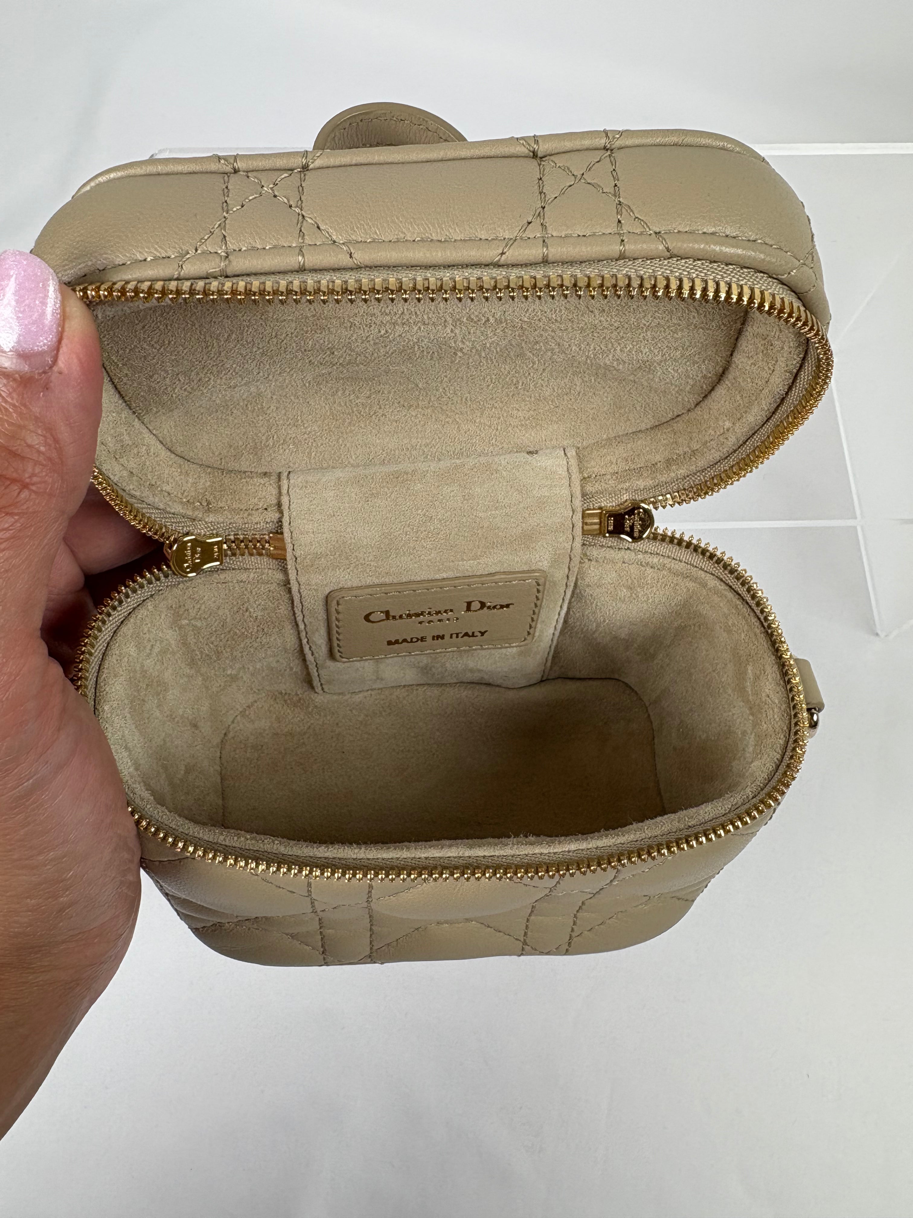 Pre-Owned DIOR LADY DIOR Vanity Case Beige Handbag, Micro