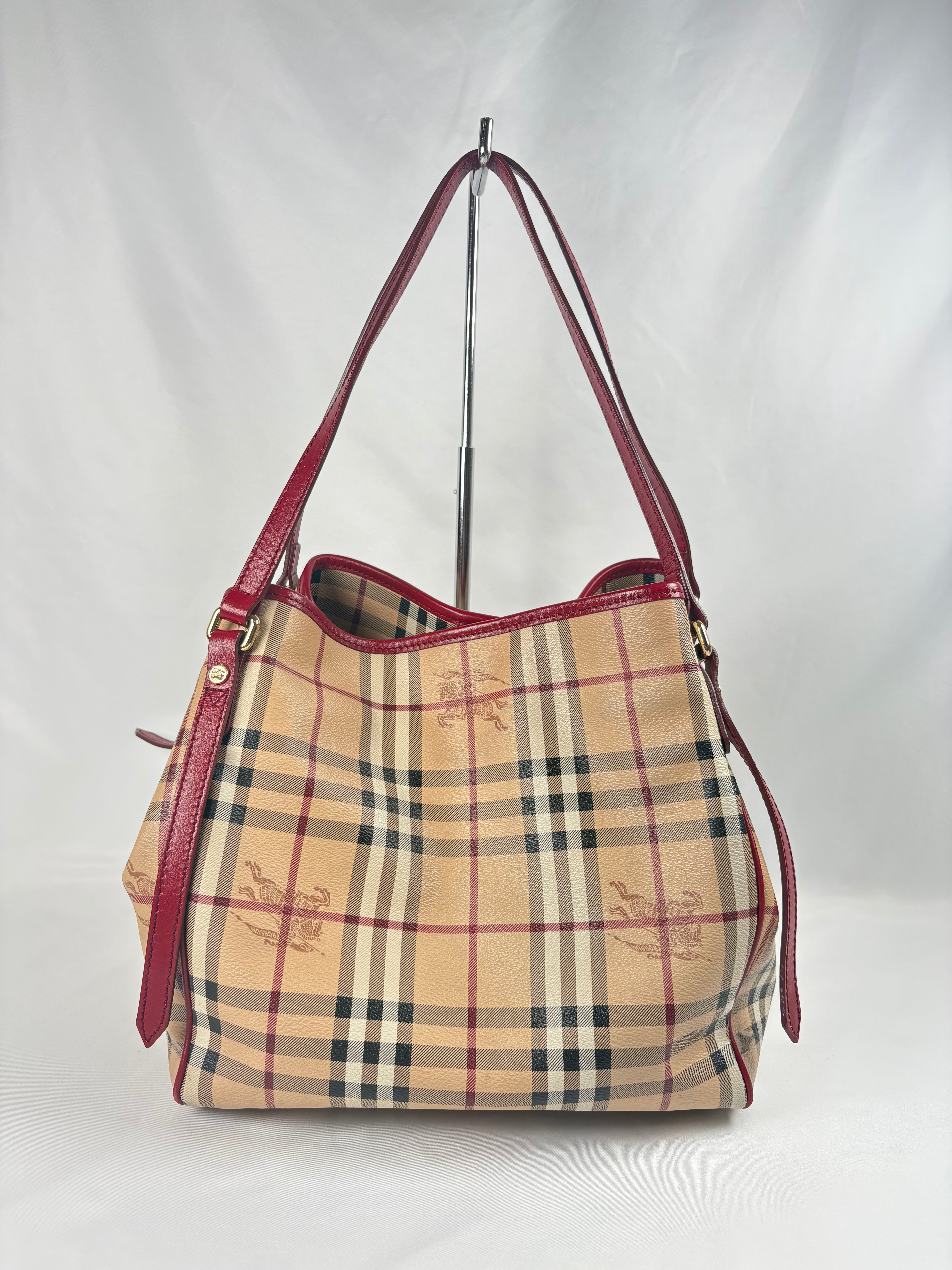 Pre-Owned BURBERRY Haymarket Check Coated Canvas Canterbury Tote Nova Check Handbag, Small