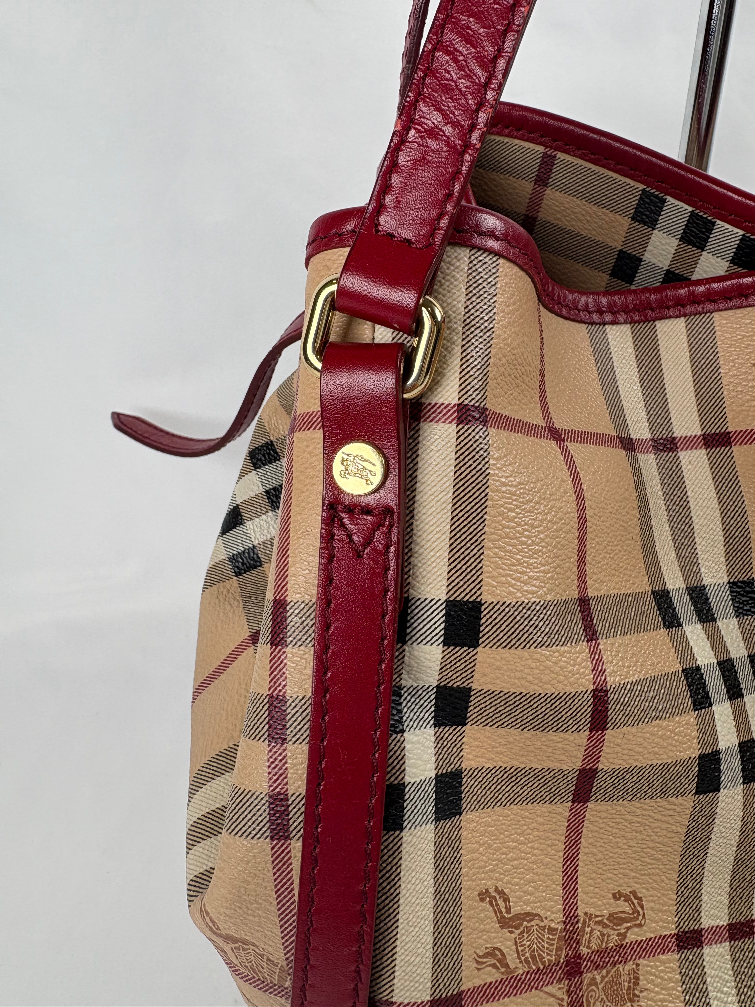 Pre-Owned BURBERRY Haymarket Check Coated Canvas Canterbury Tote Nova Check Handbag, Small