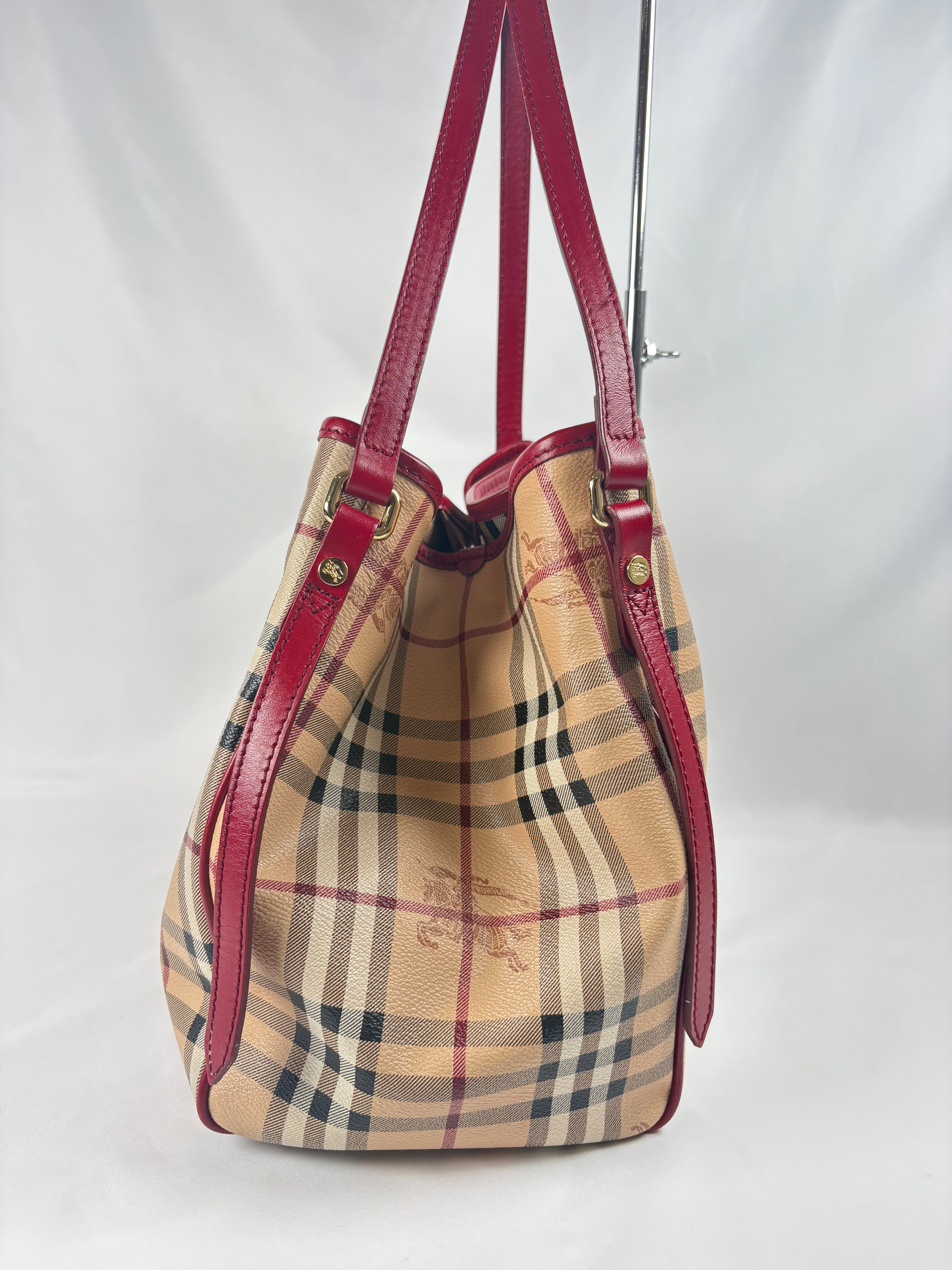 Pre-Owned BURBERRY Haymarket Check Coated Canvas Canterbury Tote Nova Check Handbag, Small