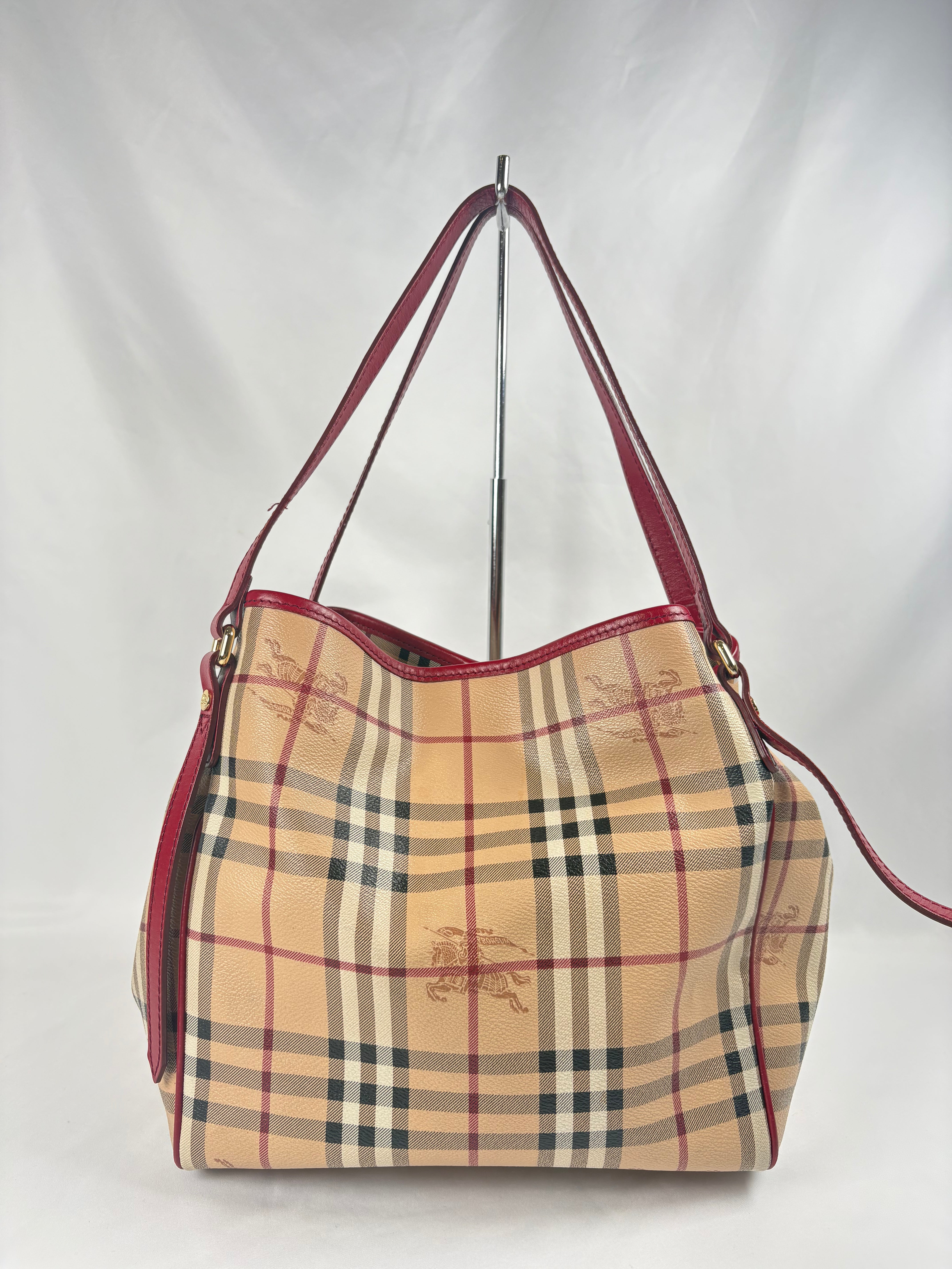 Pre-Owned BURBERRY Haymarket Check Coated Canvas Canterbury Tote Nova Check Handbag, Small
