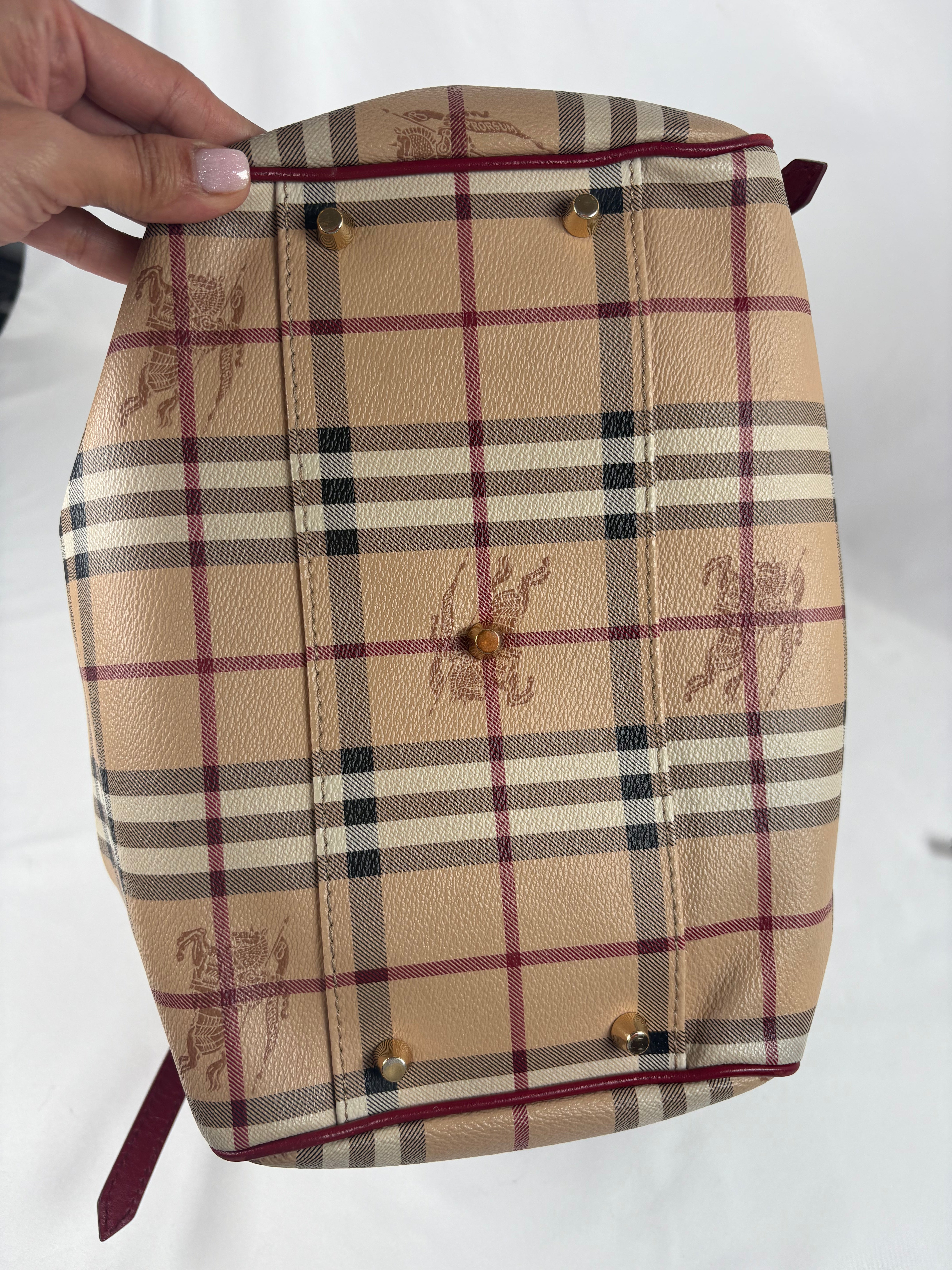 Pre-Owned BURBERRY Haymarket Check Coated Canvas Canterbury Tote Nova Check Handbag, Small