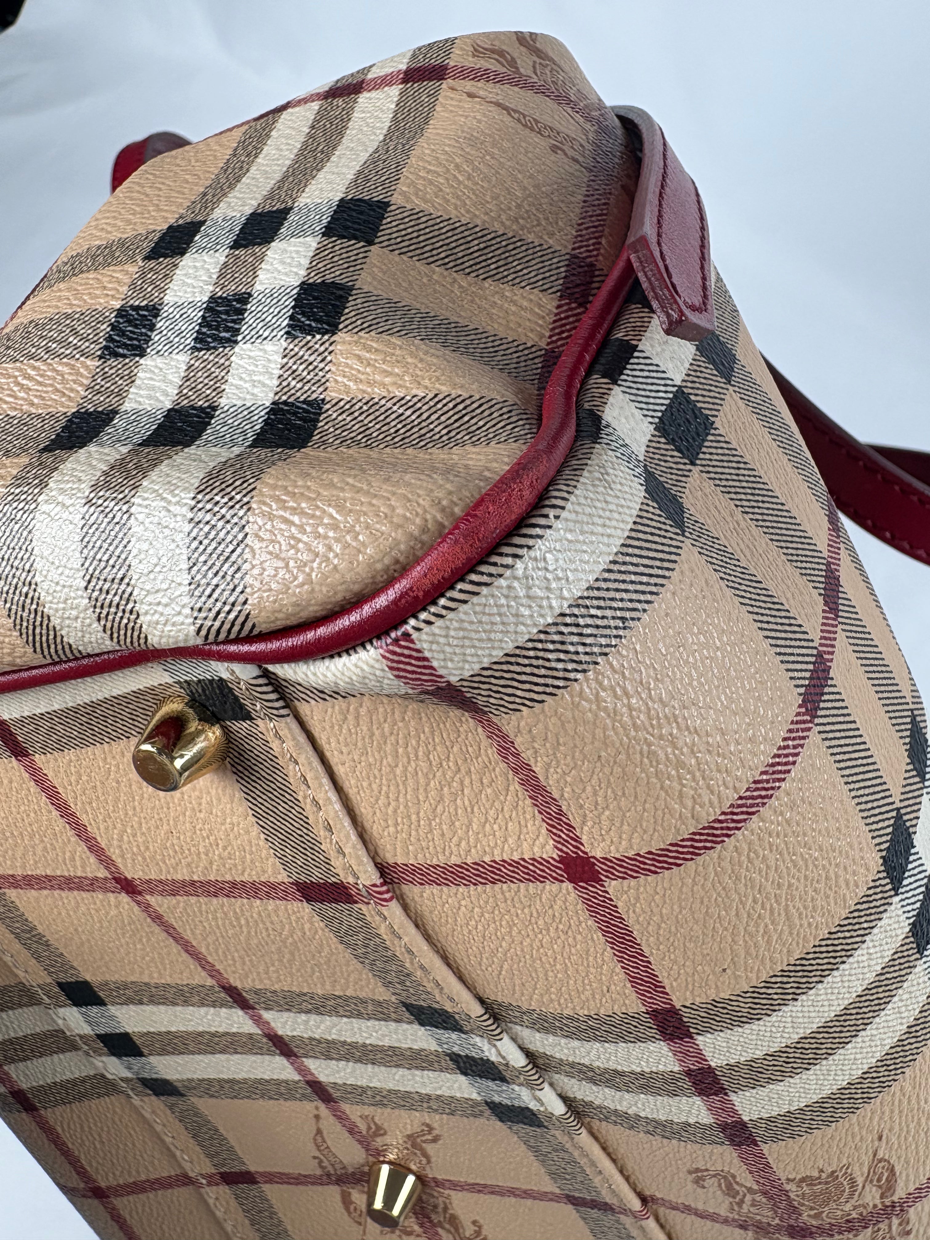 Pre-Owned BURBERRY Haymarket Check Coated Canvas Canterbury Tote Nova Check Handbag, Small