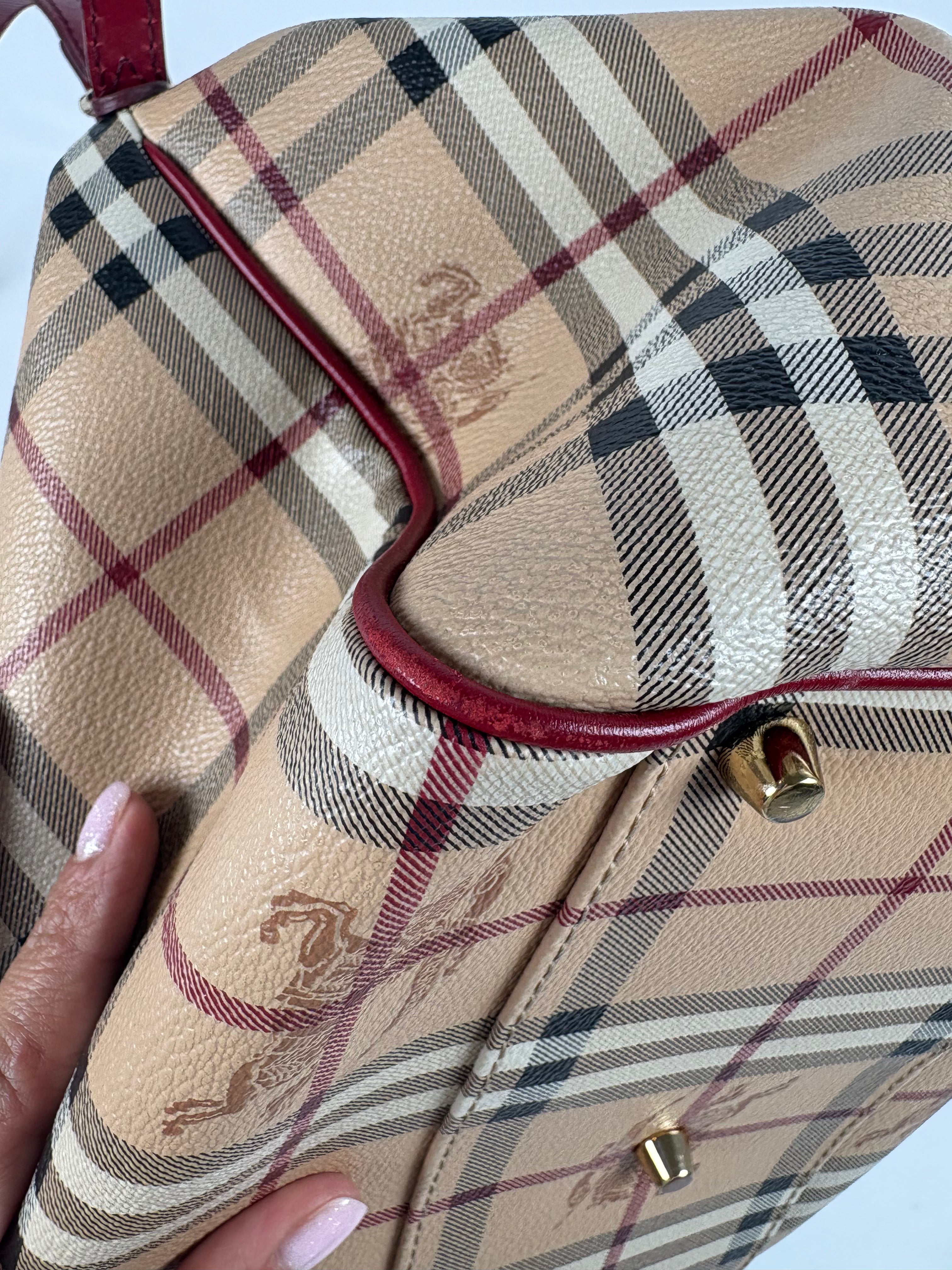 Pre-Owned BURBERRY Haymarket Check Coated Canvas Canterbury Tote Nova Check Handbag, Small