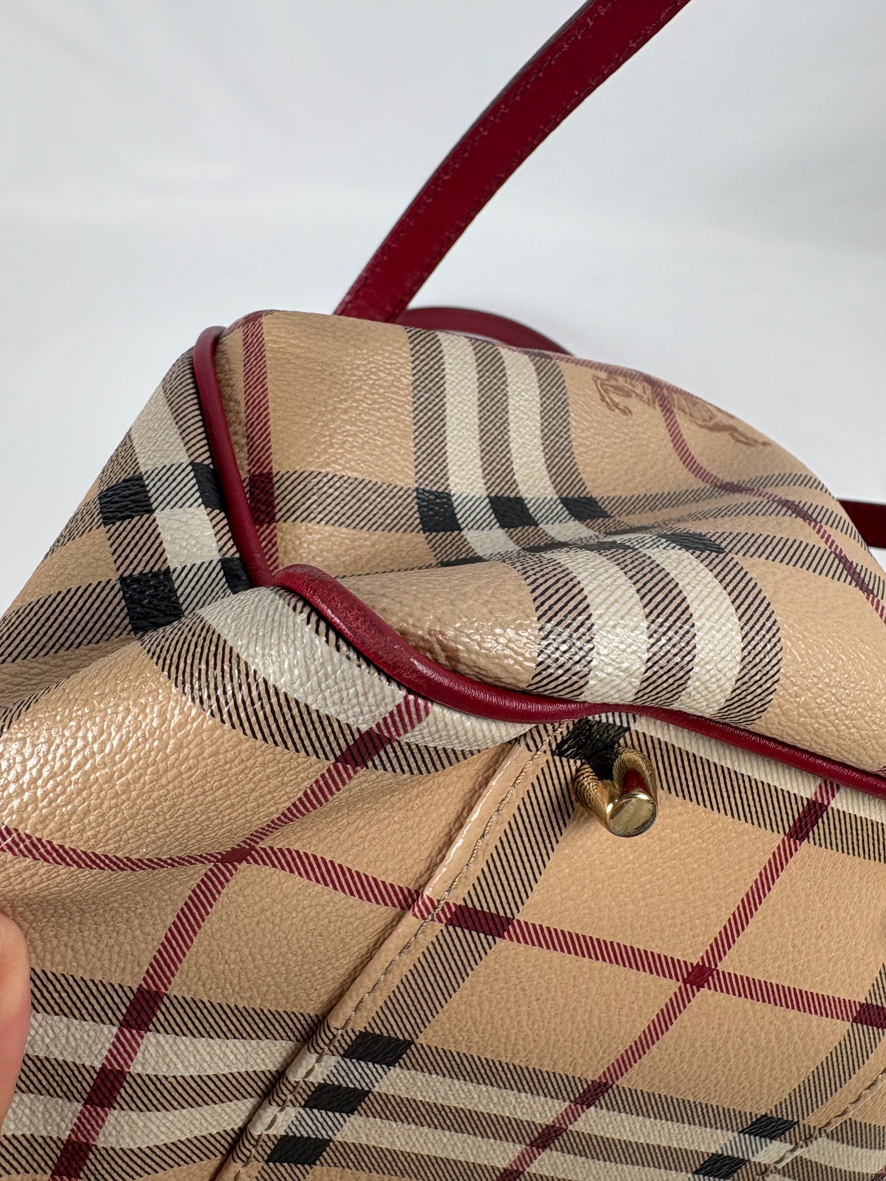 Pre-Owned BURBERRY Haymarket Check Coated Canvas Canterbury Tote Nova Check Handbag, Small