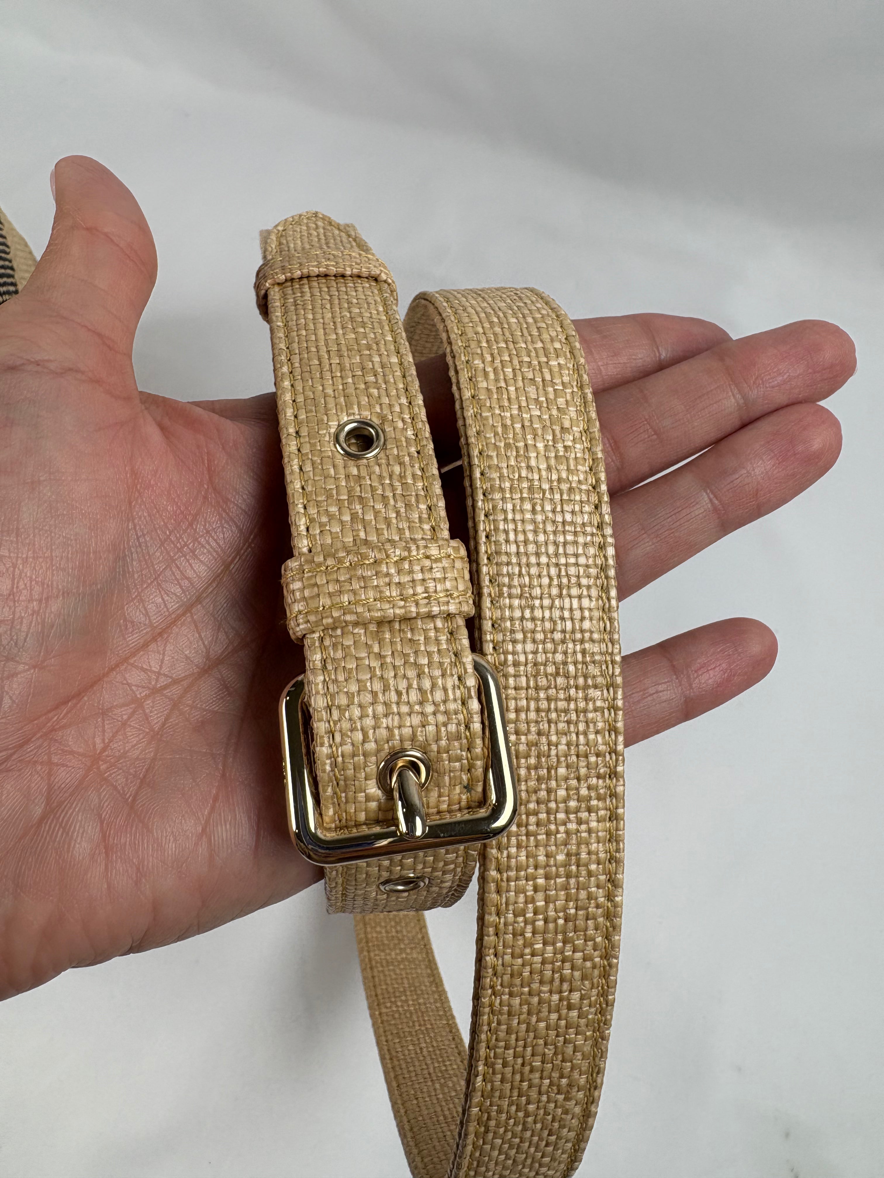 Pre-Owned CHRISTIAN DIOR Lady D-lite Natural Raffia Handbag, Medium