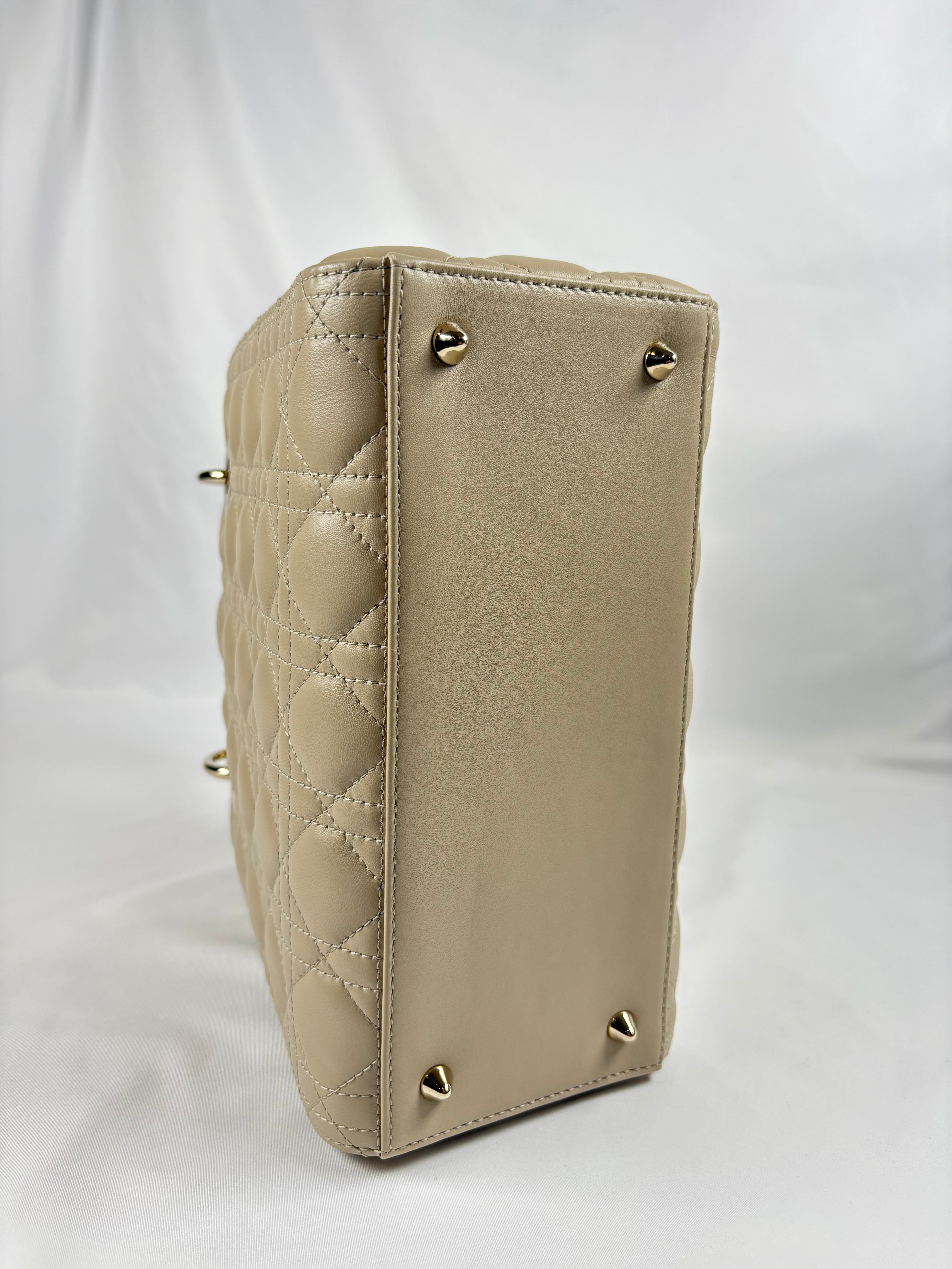 Pre-Owned CHRISTIAN DIOR Lady Dior Desert Taupe Handbag, Medium